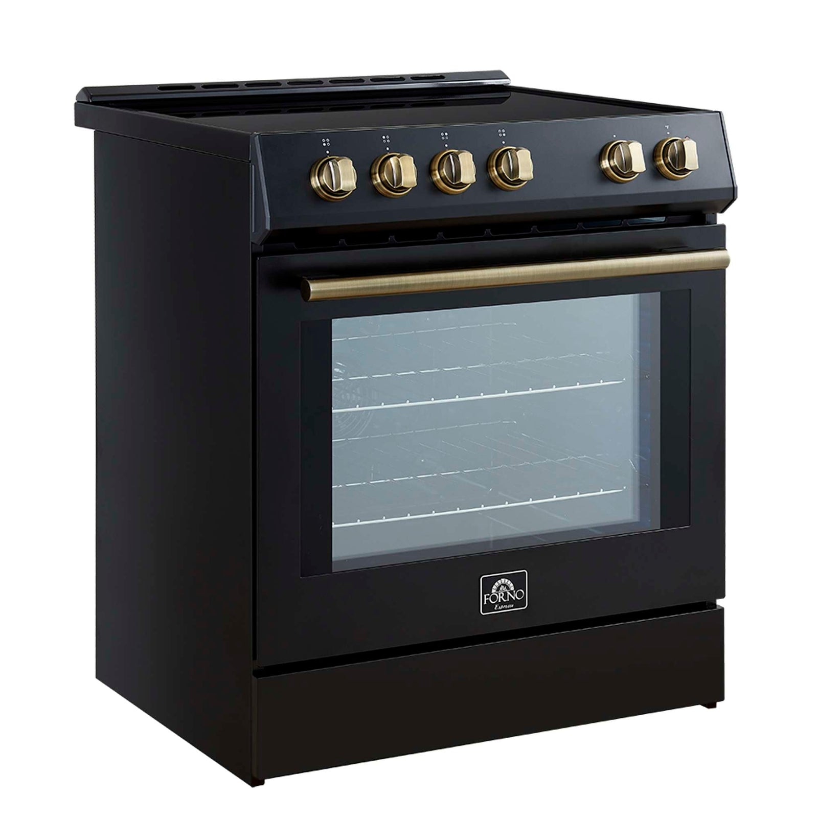 Forno Leonardo Espresso 30-Inch Slide-In Black Induction Range, Convection Oven, 5 Cooking Zones, Touch Control Panel - FFSIN0982-30BLK