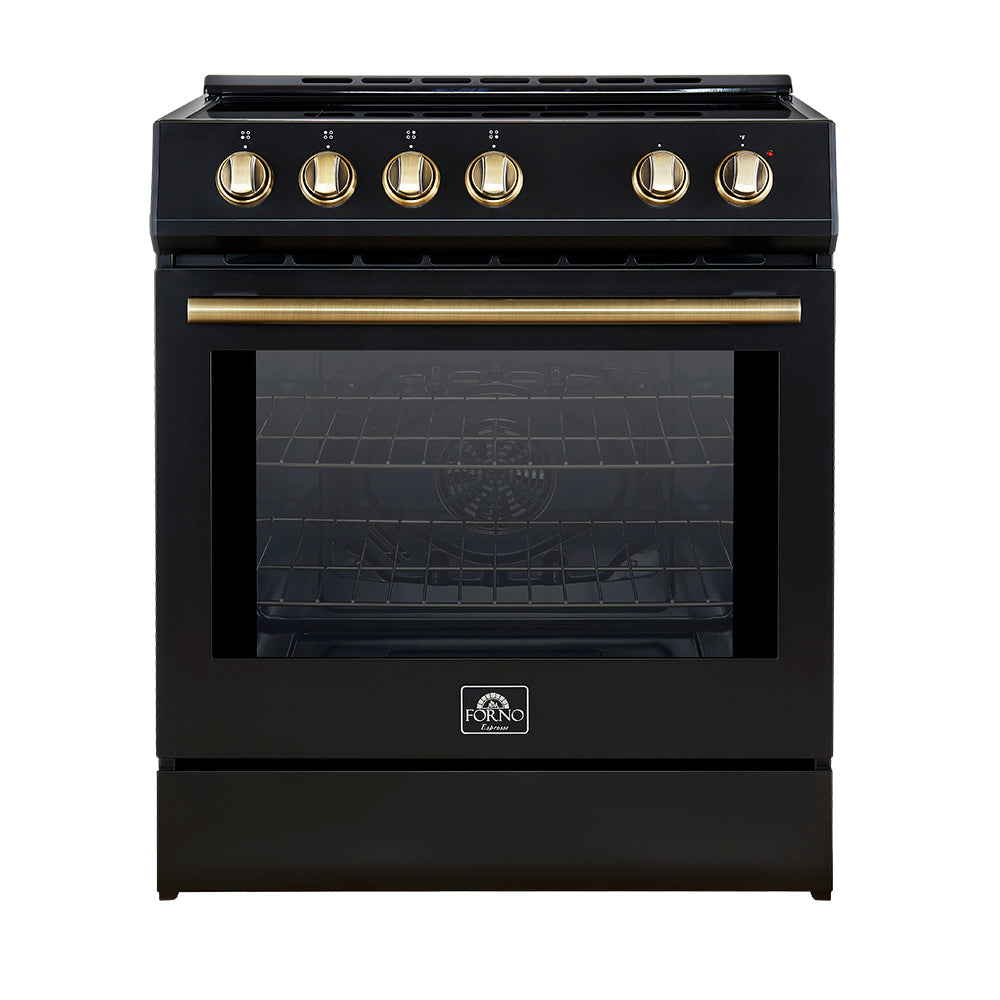 Forno Leonardo Espresso 30-Inch Slide-In Black Induction Range, Convection Oven, 5 Cooking Zones, Touch Control Panel - FFSIN0982-30BLK
