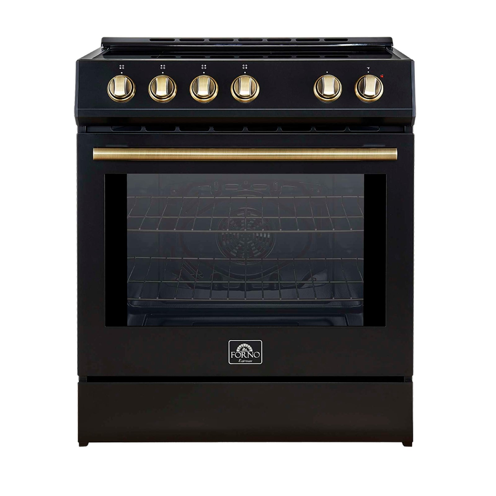 Forno Leonardo Espresso 30-Inch Slide-In Black Induction Range, Convection Oven, 5 Cooking Zones, Touch Control Panel - FFSIN0982-30BLK