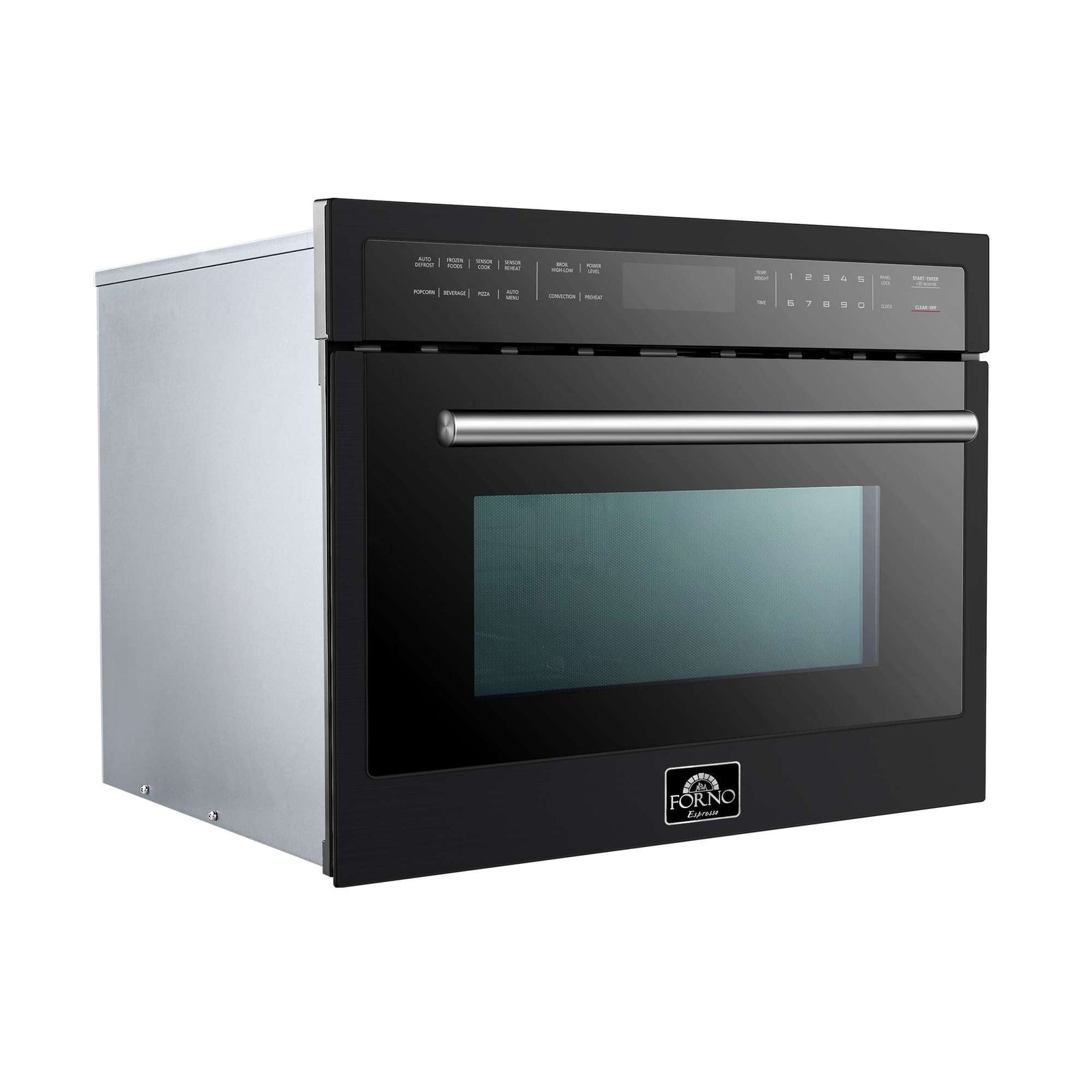 Forno Oliena Espresso Black 24-Inch Built-In Microwave and Convection Oven Combo, 1.6 cu.ft, 1750W Convection, 1000W Microwave, Stainless Steel Interior, Glass Touch Controls, Sensor Cooking - FMWDR3093-24BLK