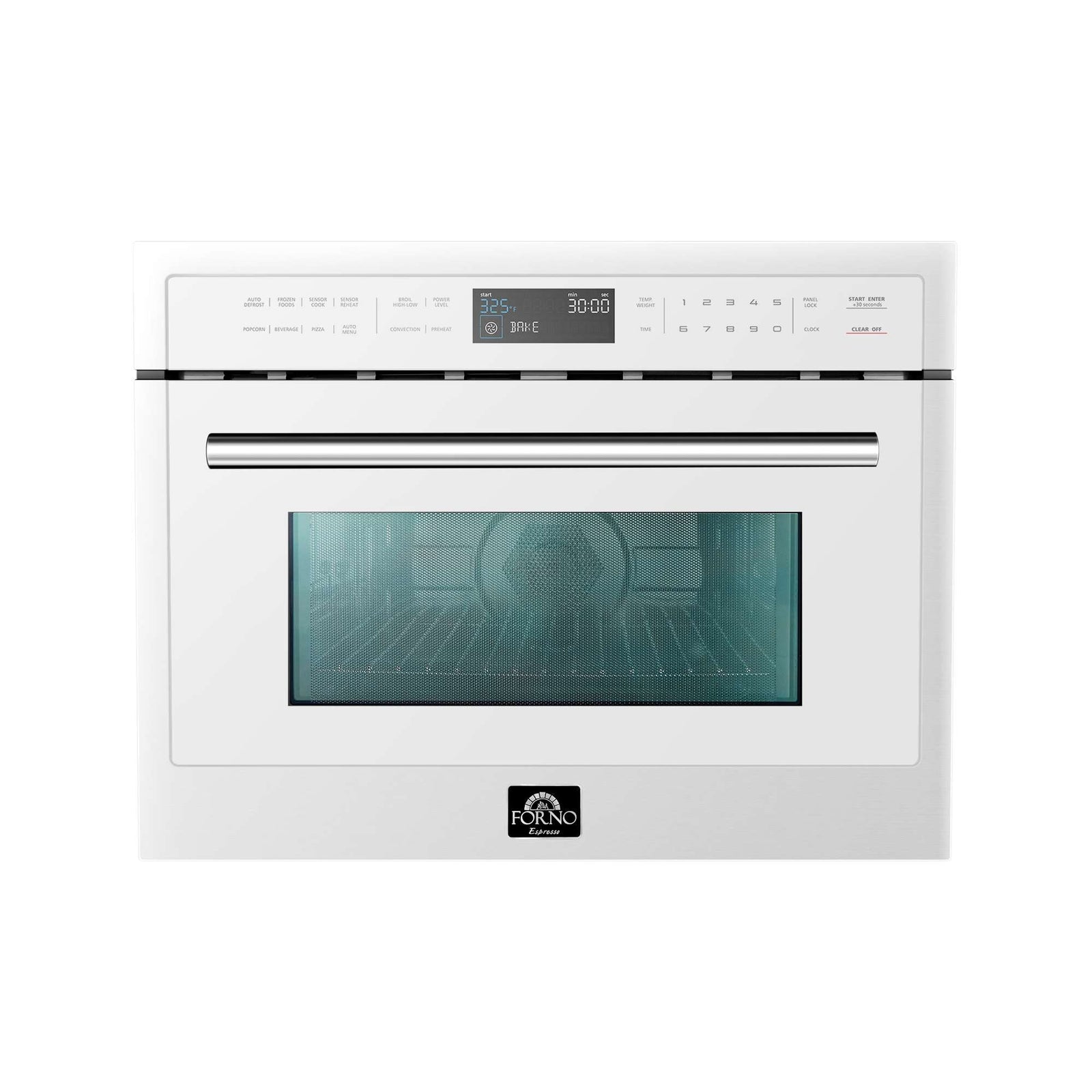 Forno Oliena Espresso White 24-Inch Built-In Microwave and Convection Oven Combo, 1.6 cu.ft, 1750W Convection, 1000W Microwave, Stainless Steel Interior, Glass Touch Controls, Sensor Cooking - FMWDR3093-24WHT