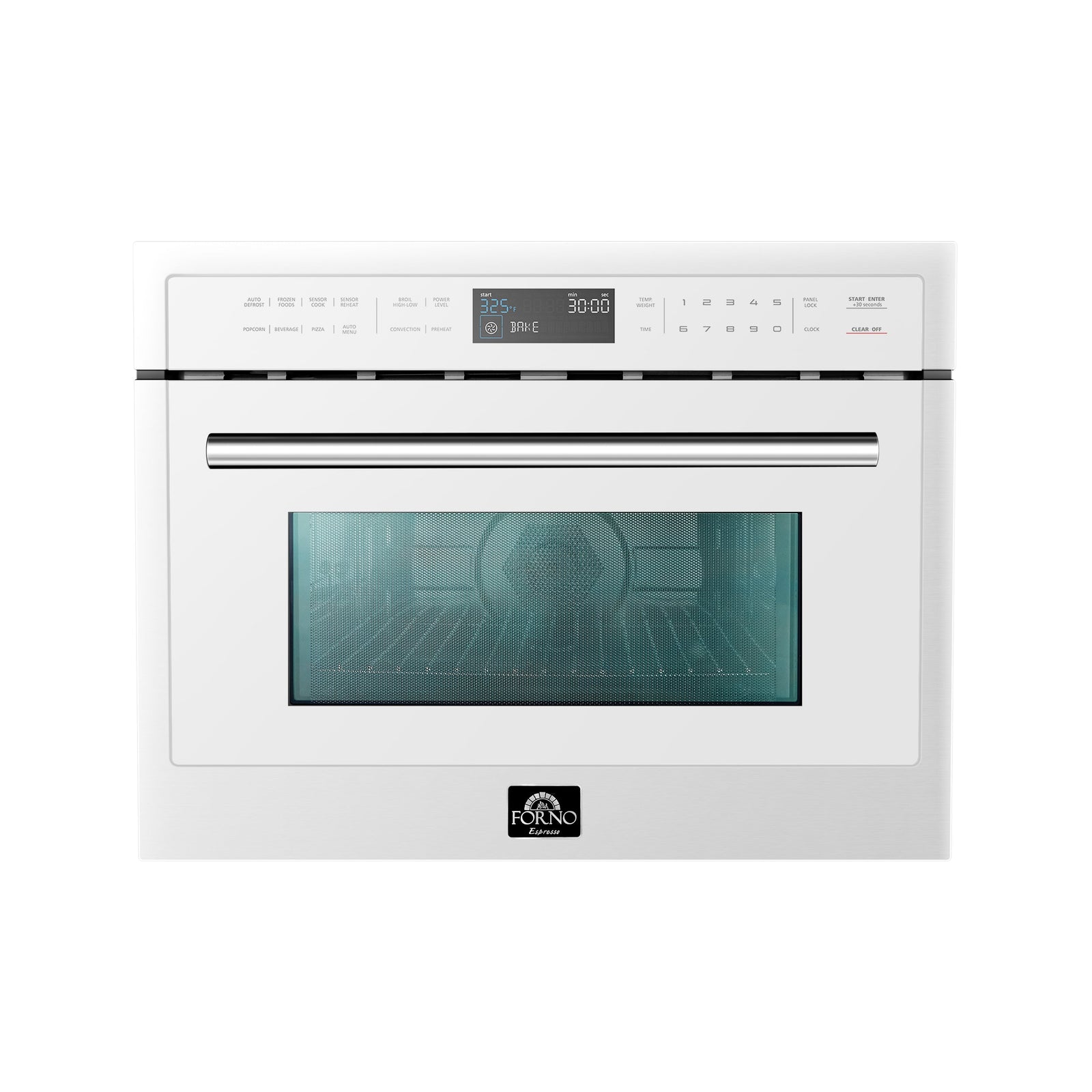 Forno Oliena Espresso White 24-Inch Built-In Microwave and Convection Oven Combo, 1.6 cu.ft, 1750W Convection, 1000W Microwave, Stainless Steel Interior, Glass Touch Controls, Sensor Cooking - FMWDR3093-24WHT