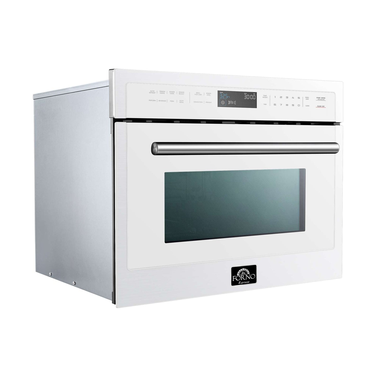 Forno Oliena Espresso White 24-Inch Built-In Microwave and Convection Oven Combo, 1.6 cu.ft, 1750W Convection, 1000W Microwave, Stainless Steel Interior, Glass Touch Controls, Sensor Cooking - FMWDR3093-24WHT