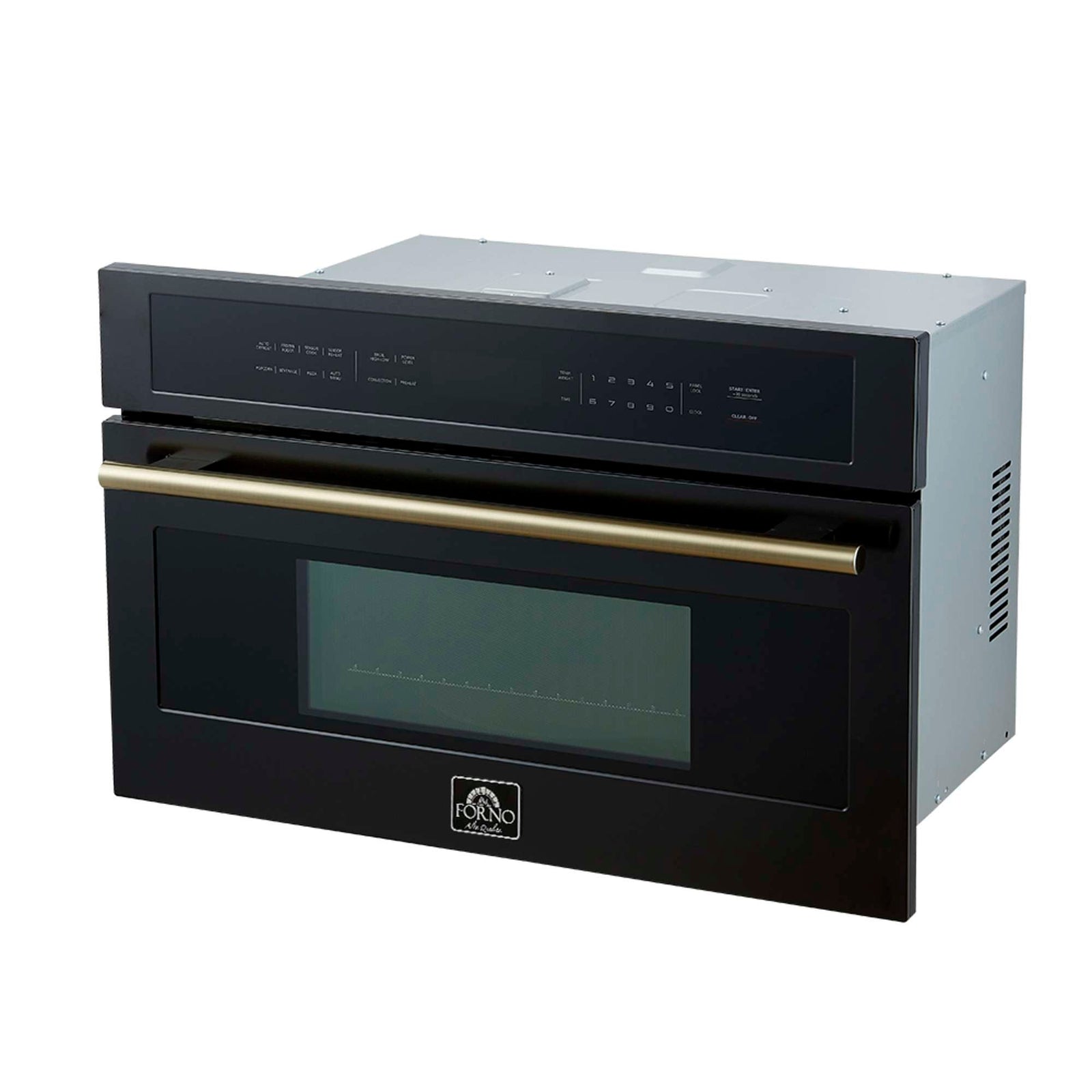 Forno Oliena Espresso Black 30-Inch Built-In Microwave and Convection Oven Combo, 1.6 cu.ft, 1750W Convection, 1000W Microwave, Stainless Steel Interior, Glass Touch Controls, Sensor Cooking - FMWDR3093-30BLK
