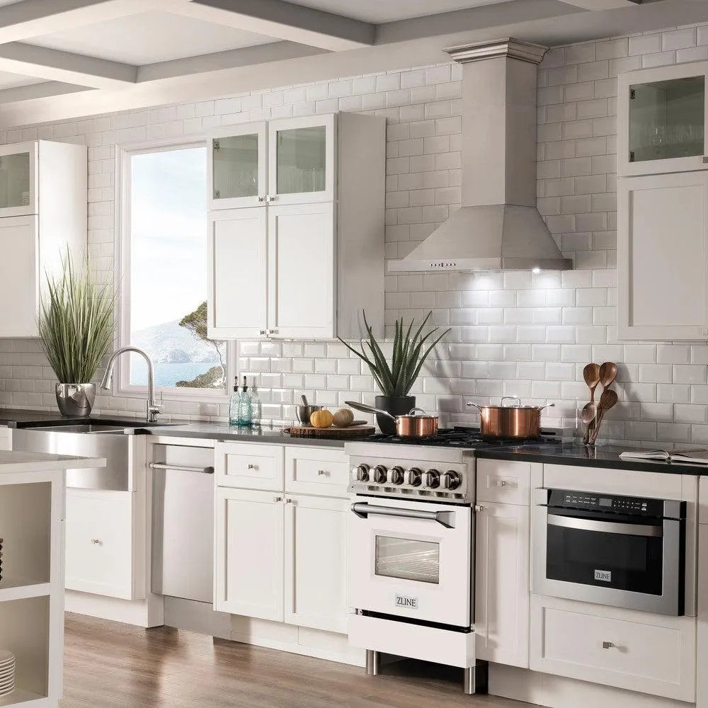 ZLINE Legacy 24-inch range in stainless steel with white matte door RA-WM-24, view 2