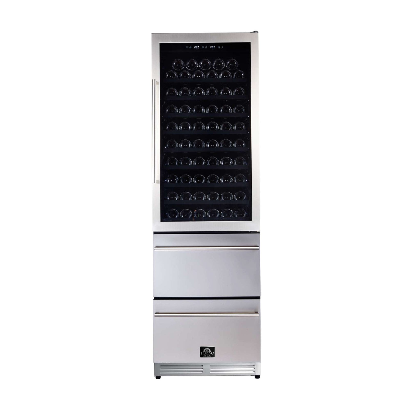 Forno Azienda 24-Inch Dual Temperature Zone Wine Cooler, Up to 108 Bottles, Two Refrigerated Drawers, Adjustable Temperature Zones, Energy Efficient - FWCDR6628-24S