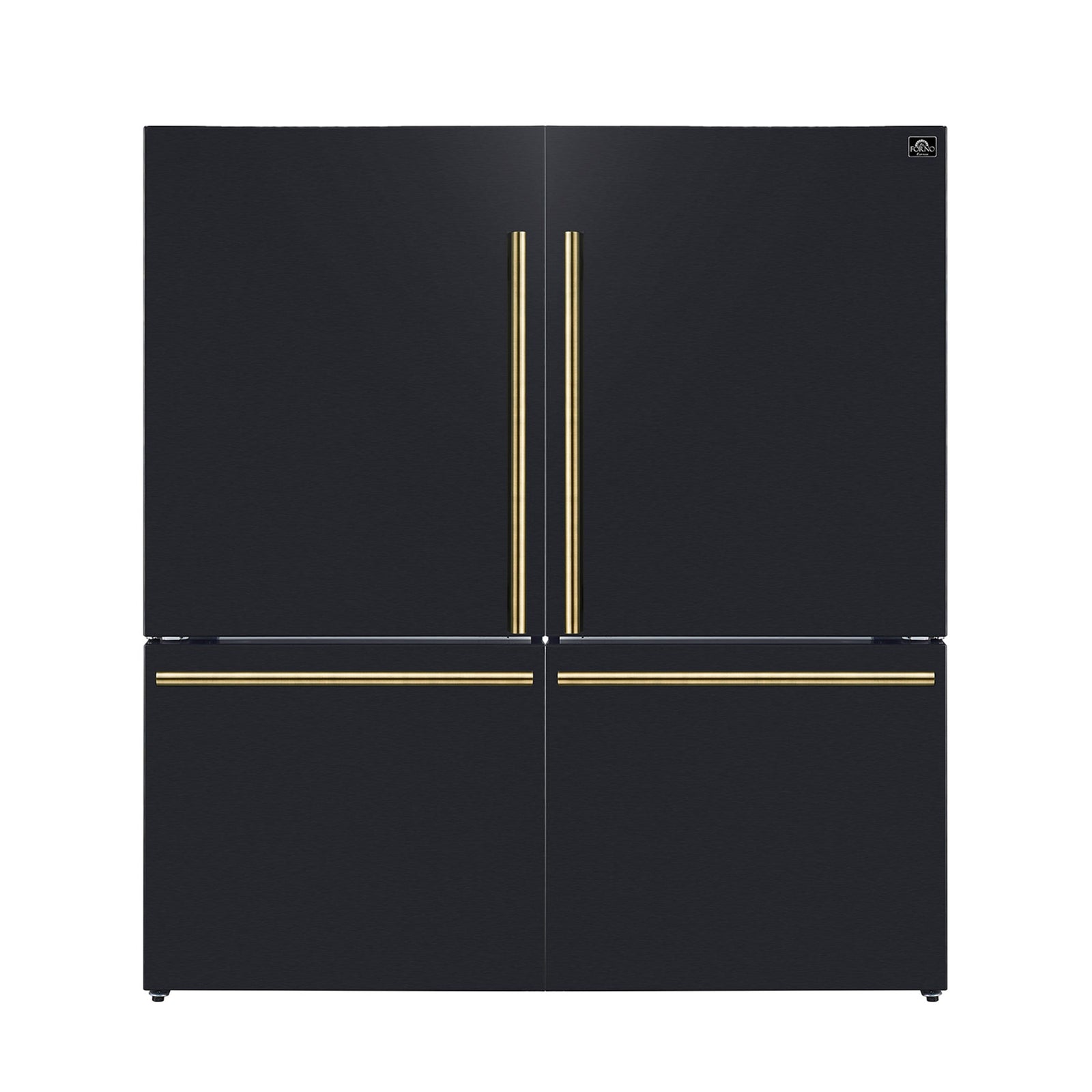 Forno Milano 2-Piece 62-Inch Freestanding Dual Bottom Freezer Refrigerator in Black – 34.4 cu.ft, Touch Control, Ice Maker - FFFFD1787-60BLK