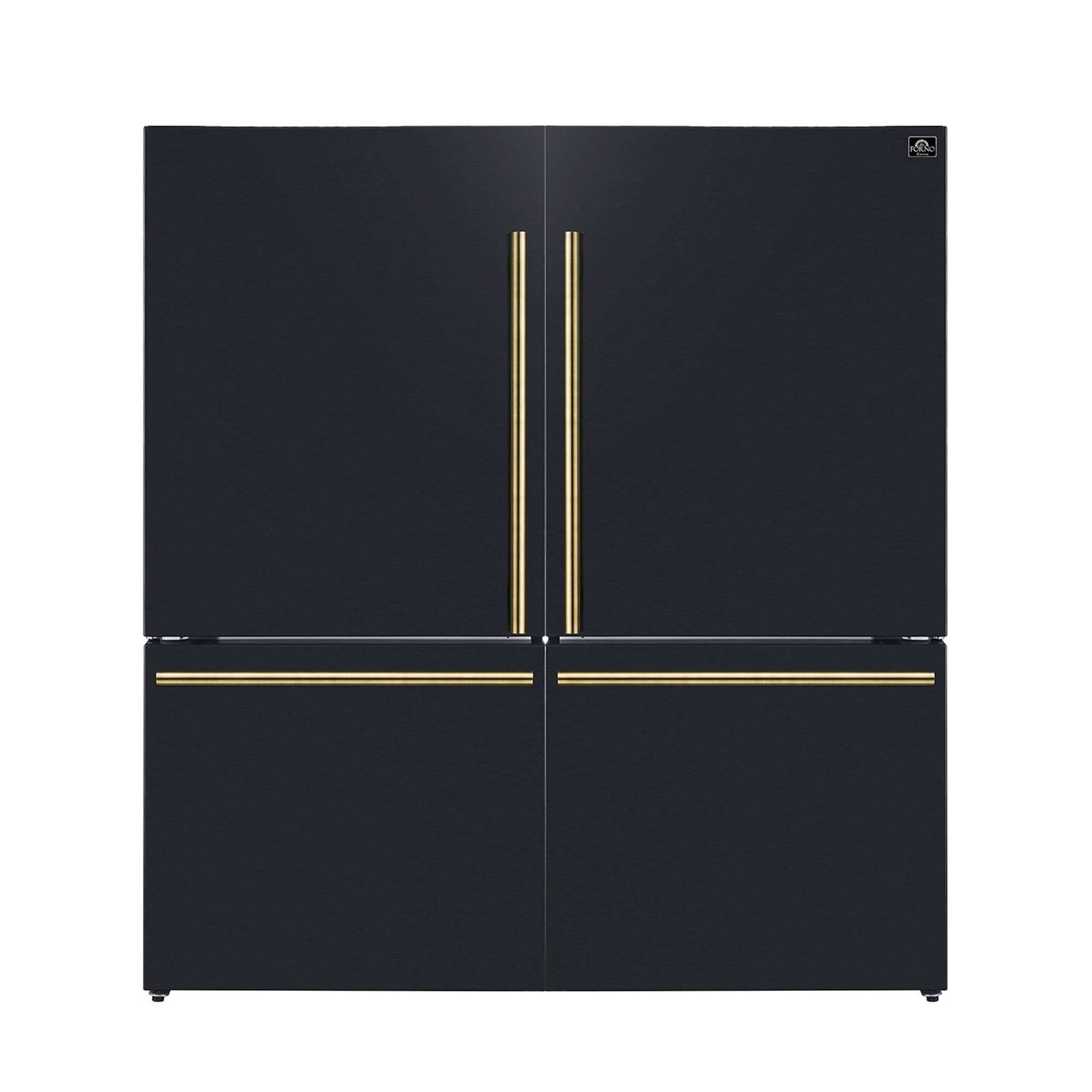 Forno Milano 2-Piece 62-Inch Freestanding Dual Bottom Freezer Refrigerator in Black – 34.4 cu.ft, Touch Control, Ice Maker - FFFFD1787-60BLK