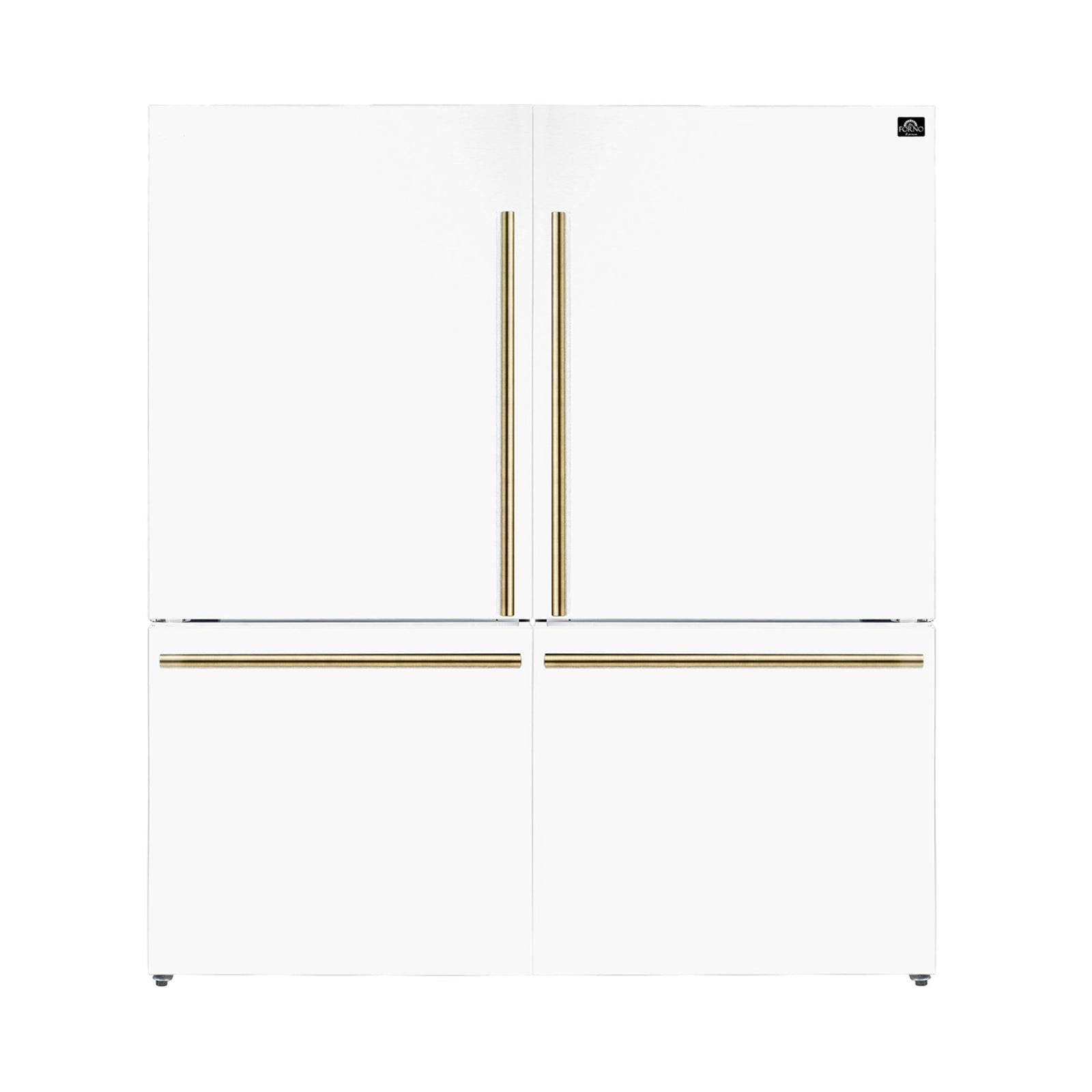 Forno Milano 2-Piece 62-Inch Freestanding Dual Bottom Freezer Refrigerator, White – 34.4 cu.ft, Touch Control, Ice Maker - FFFFD1787-60WHT