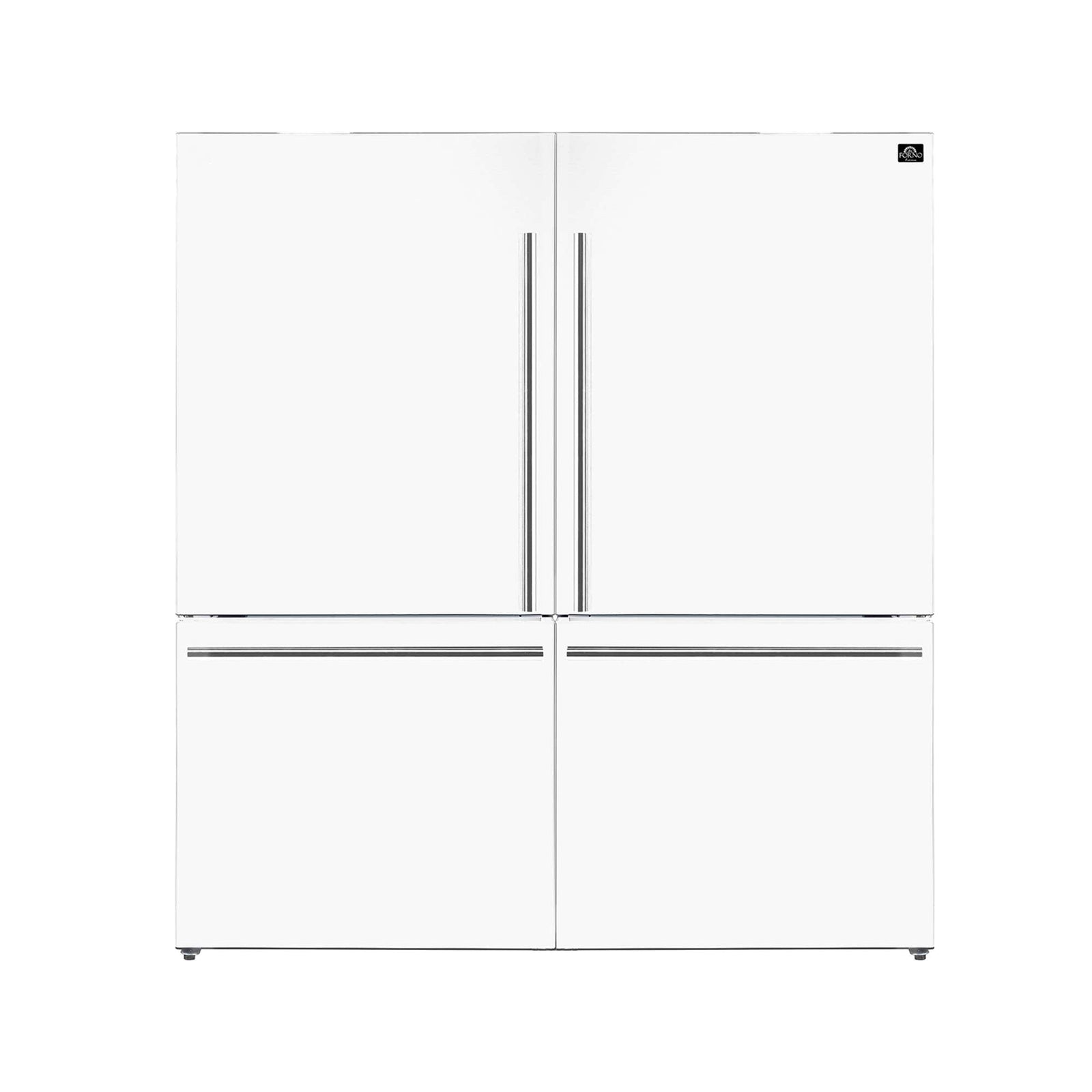 Forno Milano 2-Piece 62-Inch Freestanding Dual Bottom Freezer Refrigerator, White – 34.4 cu.ft, Touch Control, Ice Maker - FFFFD1787-60WHT