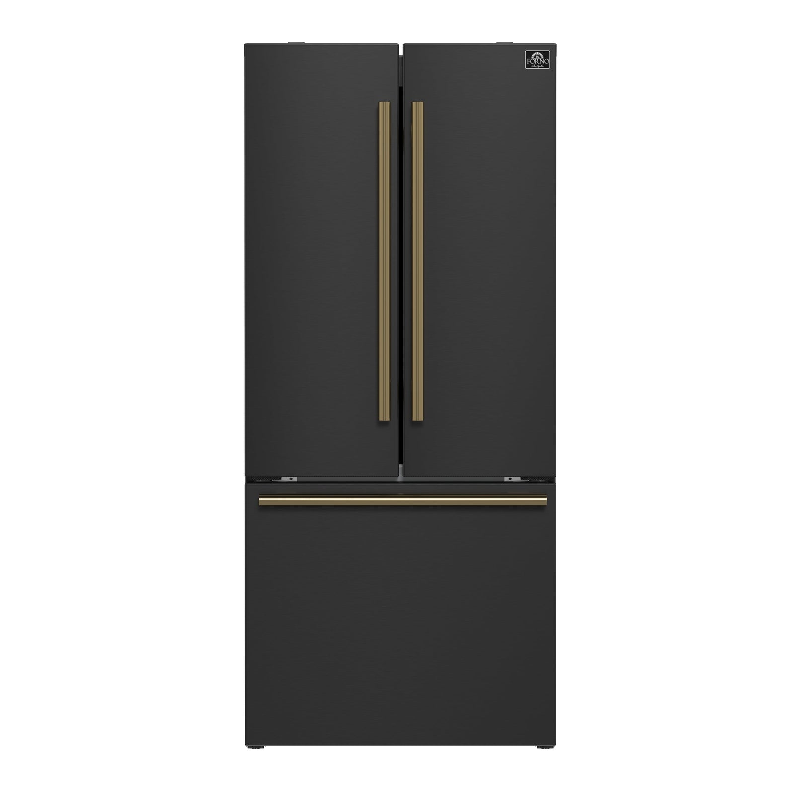 Forno Gallipoli Espresso 30-Inch Black French Door Refrigerator, Bottom Freezer, 17.5 Cu. Ft., No Frost, Ice Maker - FFFFD1974-31BLK
