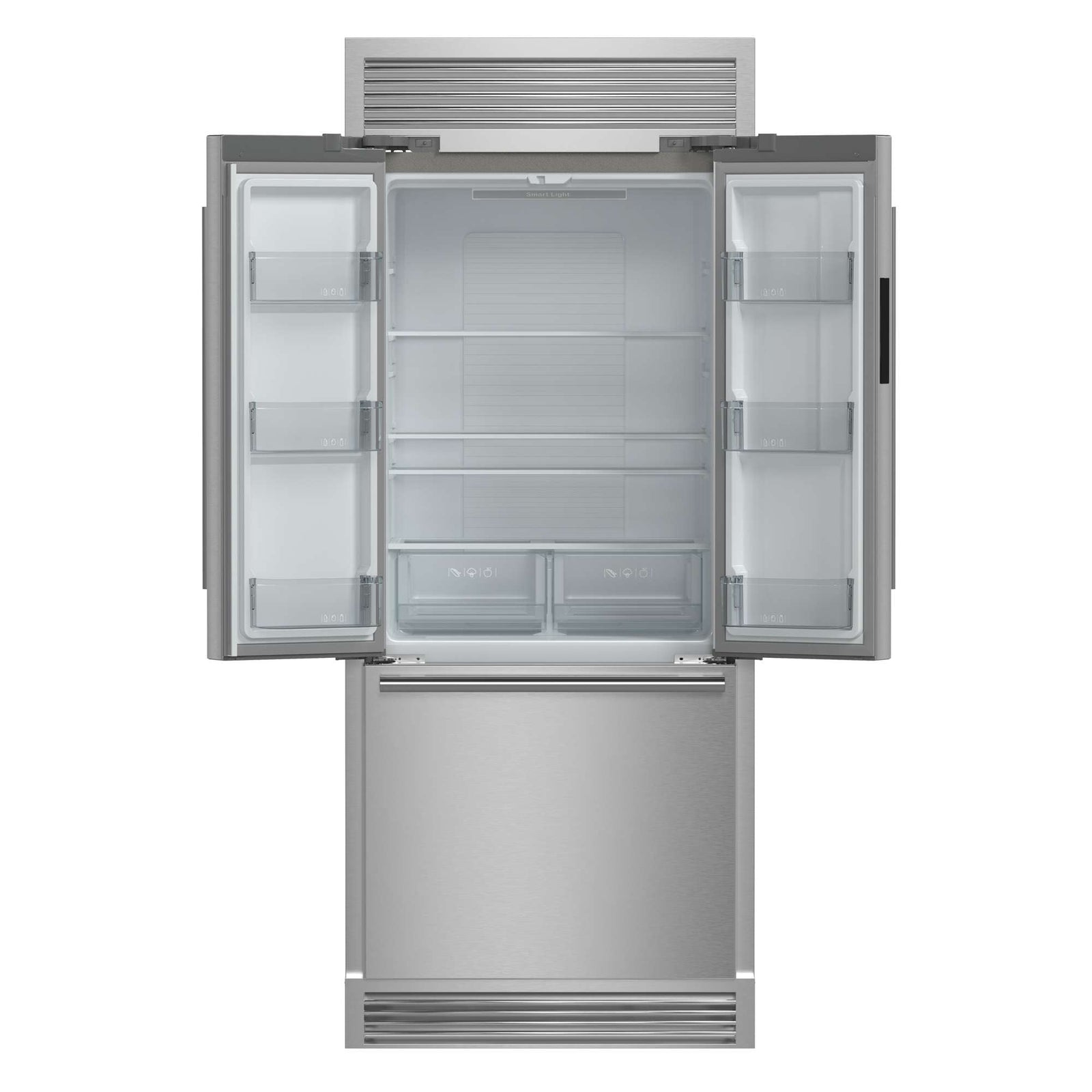 Forno Gallipoli 30-Inch French Door Refrigerator, 17.5 cu.ft Capacity, Decorative Grill, 34-Inch Width, Stainless Steel, No Frost Technology, Energy Efficient - FFFFD1974-35SG