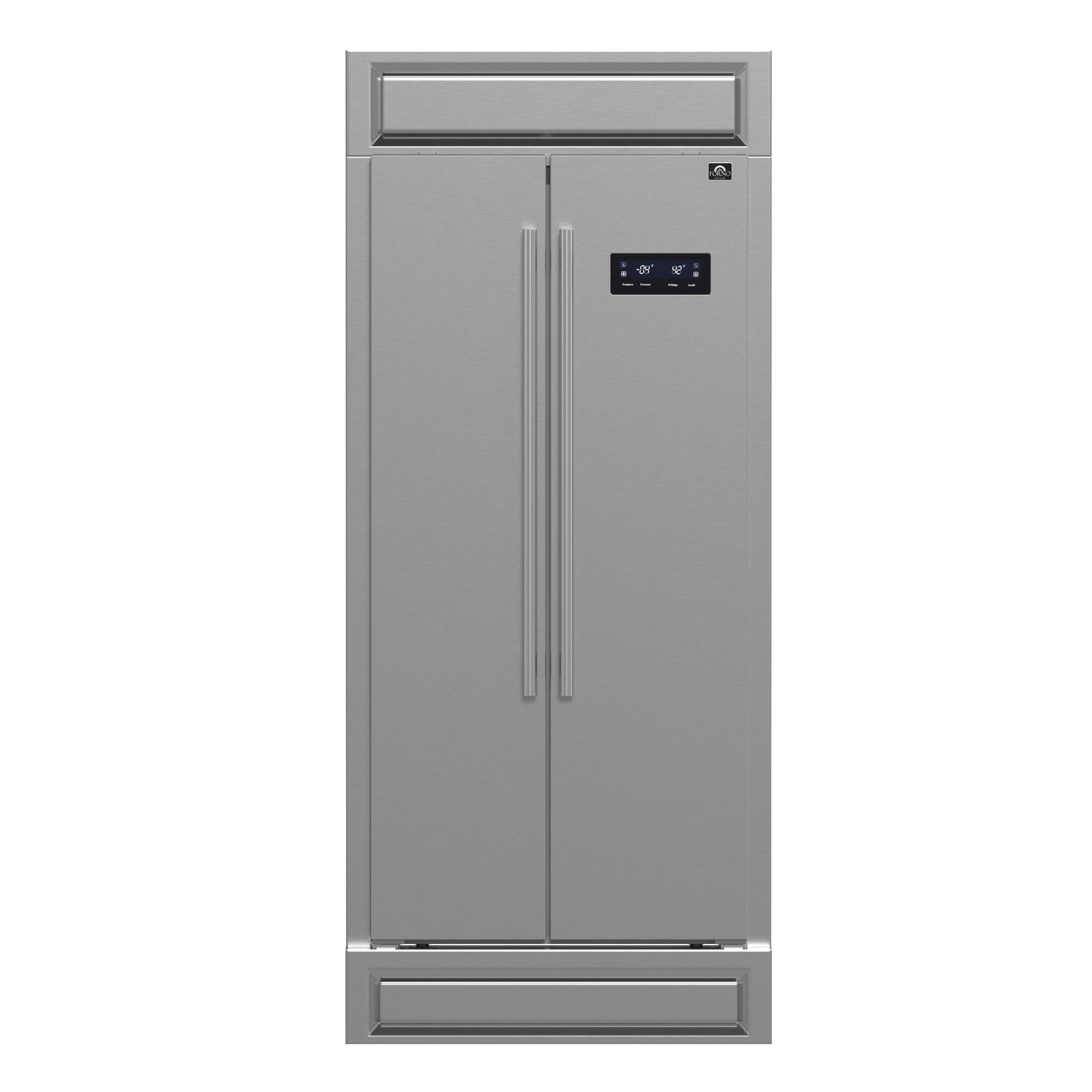 Forno Salerno 37-Inch Built-In Stainless Steel Refrigerator, 15.6 cu.ft, Modern Decorative Grill, ENERGY STAR Certified - FFRBI1805-37MG