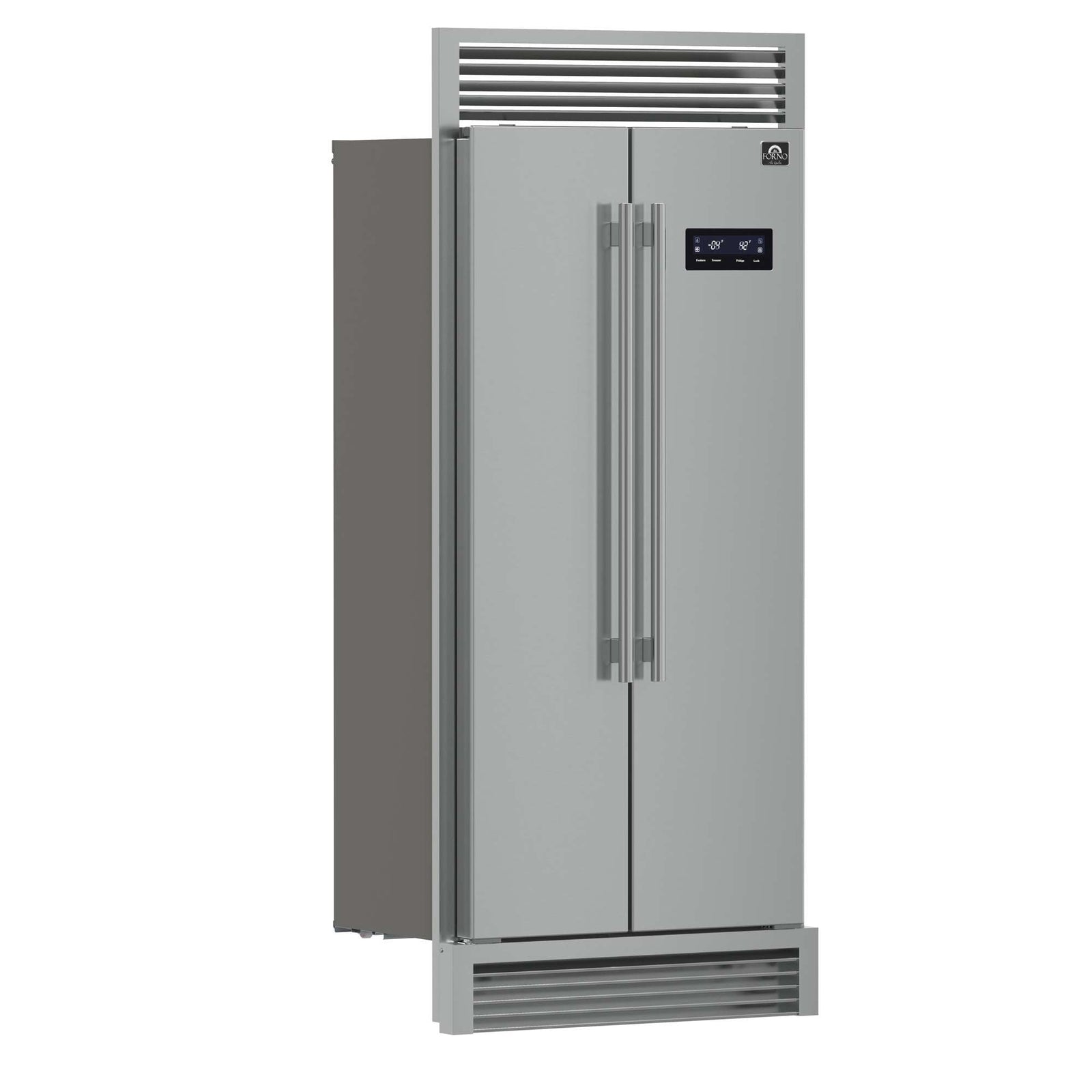 Forno Salerno 37-Inch Built-In Stainless Steel Refrigerator, 15.6 cu.ft, Decorative Grill, ENERGY STAR Certified - FFRBI1805-37SG