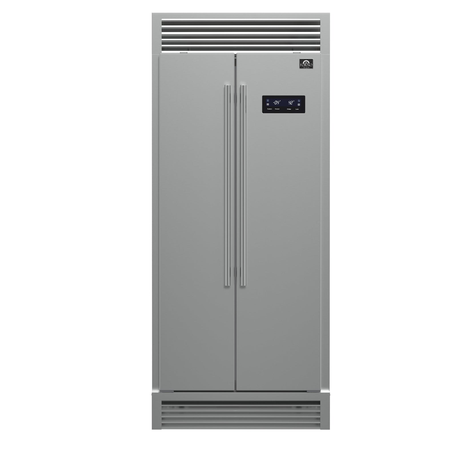Forno Salerno 37-Inch Built-In Stainless Steel Refrigerator, 15.6 cu.ft, Decorative Grill, ENERGY STAR Certified - FFRBI1805-37SG