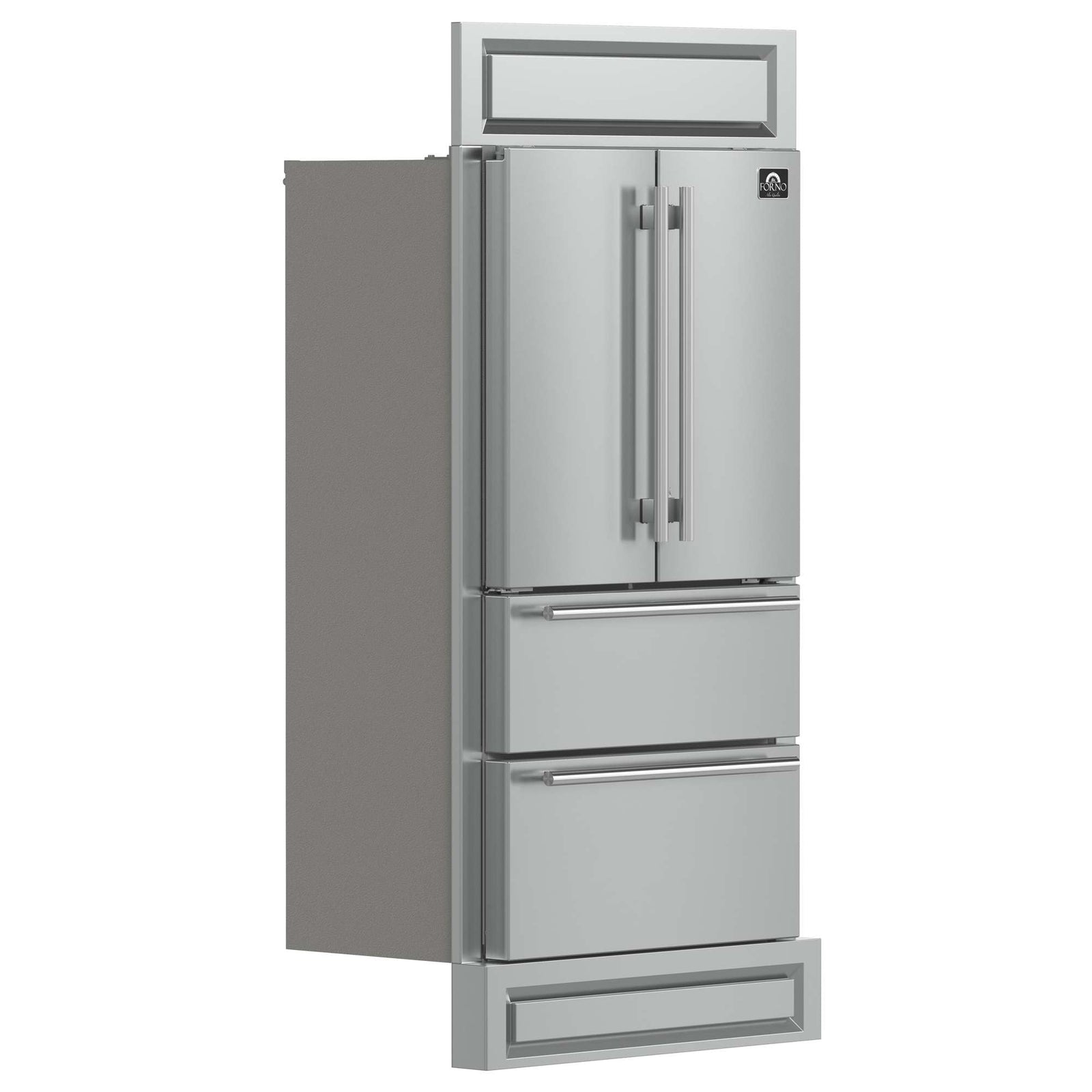 Forno Moena 40-Inch French Door Refrigerator, Stainless Steel, 19.2 cu.ft, Modern Decorative Grill, ENERGY STAR Certified - FFRBI1820-40MG