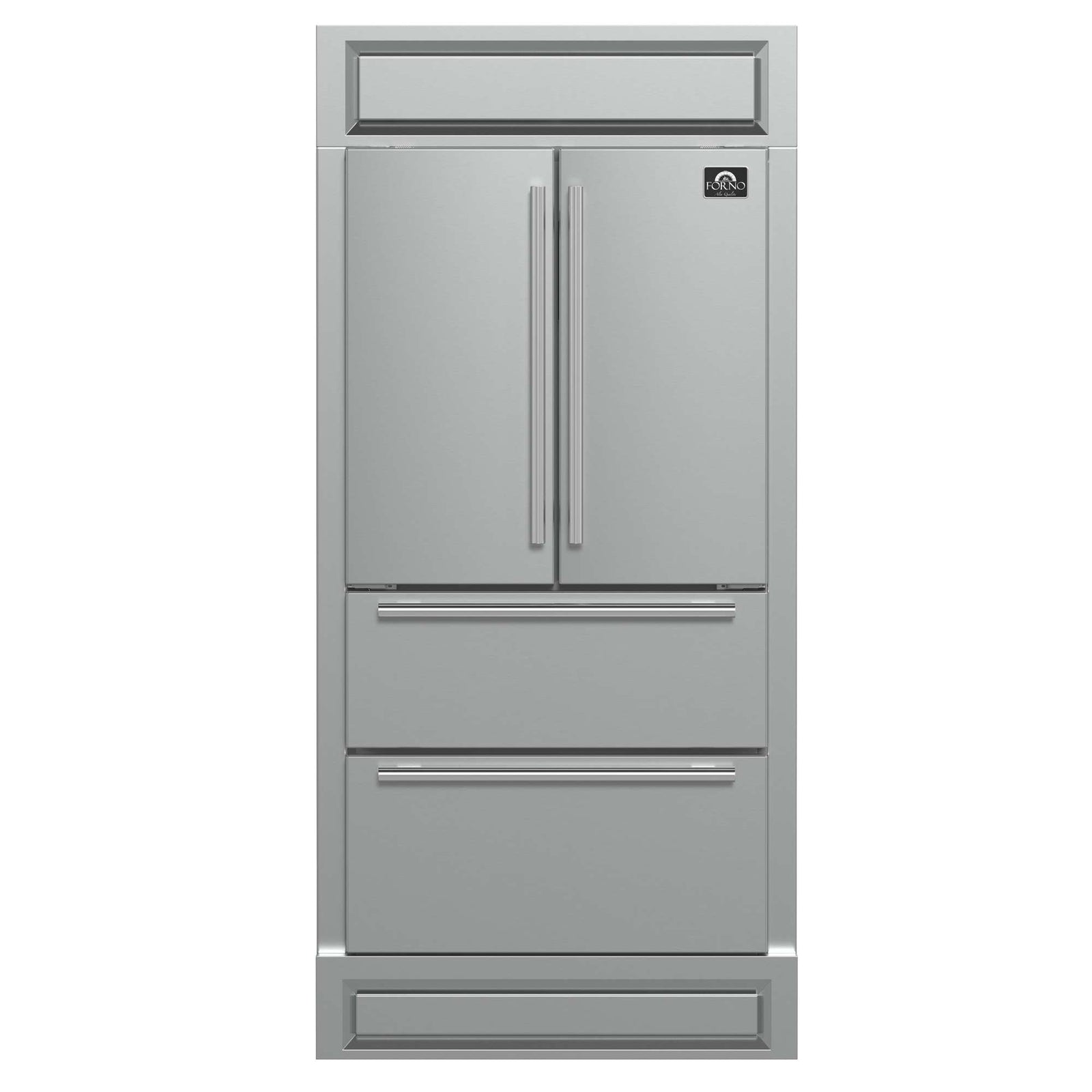 Forno Moena 40-Inch French Door Refrigerator, Stainless Steel, 19.2 cu.ft, Modern Decorative Grill, ENERGY STAR Certified - FFRBI1820-40MG