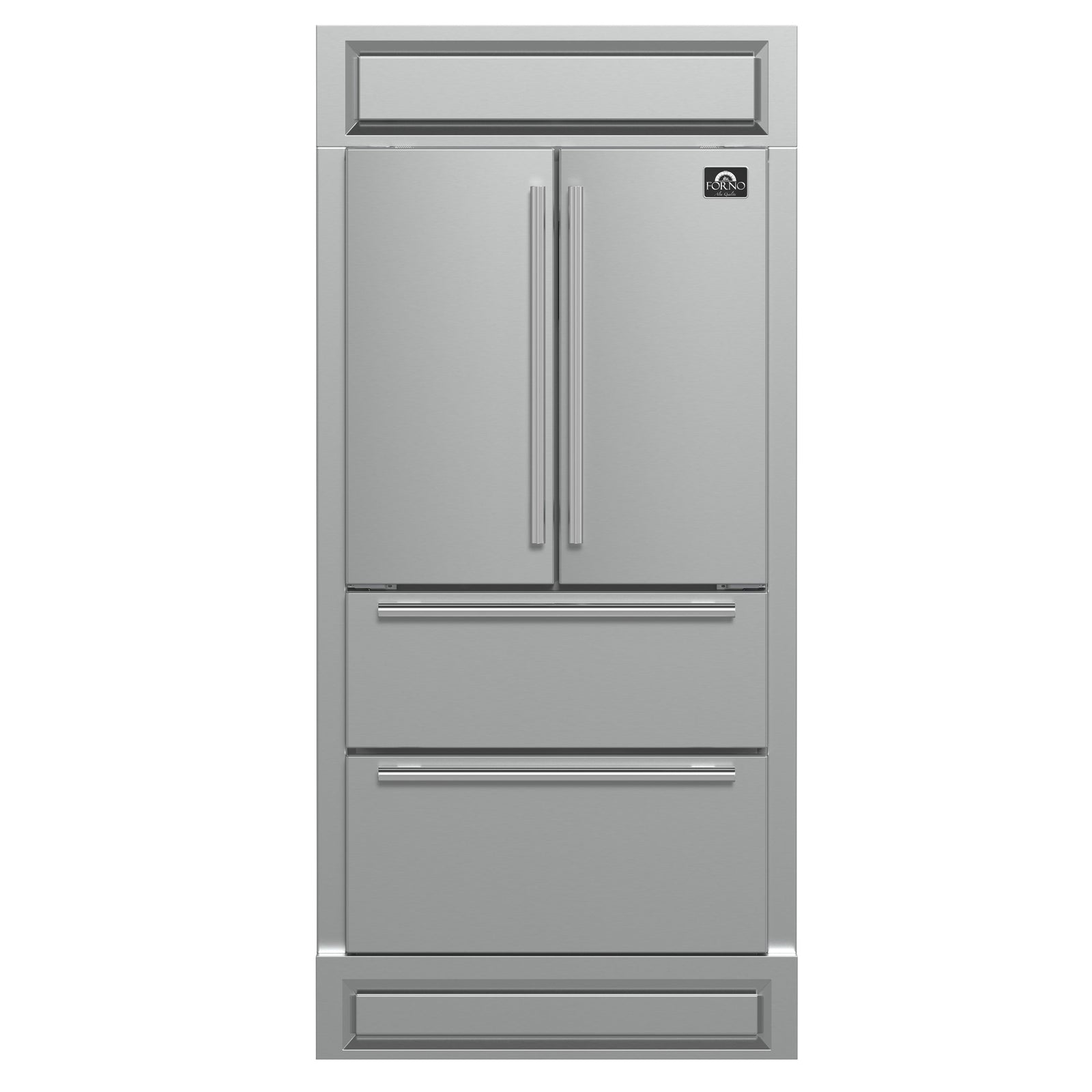 Forno Moena 40-Inch French Door Refrigerator, Stainless Steel, 19.2 cu.ft, Modern Decorative Grill, ENERGY STAR Certified - FFRBI1820-40MG