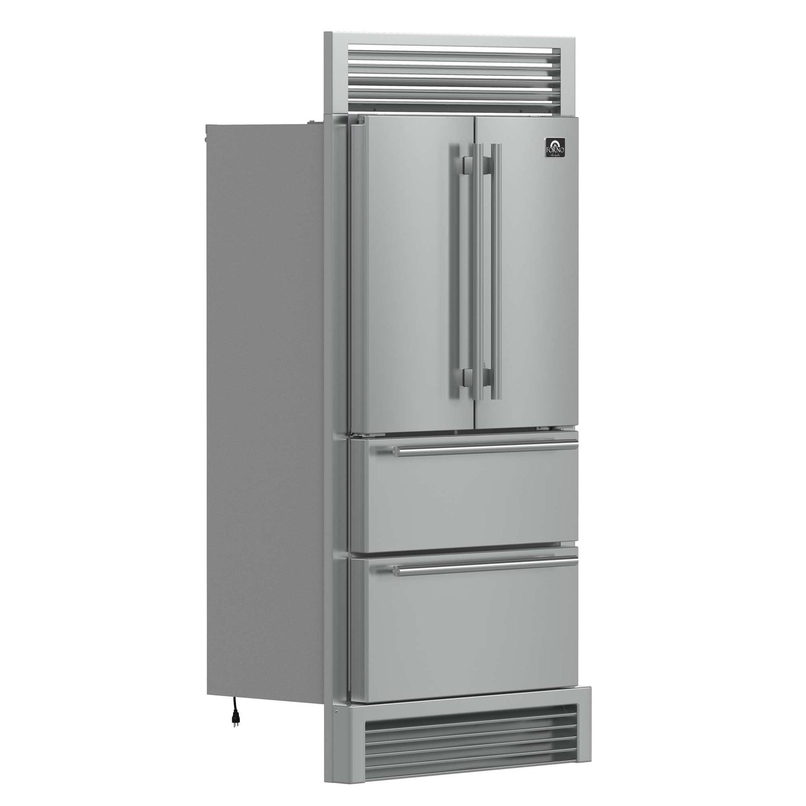 Forno Moena 40-Inch French Door Refrigerator, Stainless Steel, 19.2 cu.ft, Decorative Grill, ENERGY STAR Certified - FFRBI1820-40SG