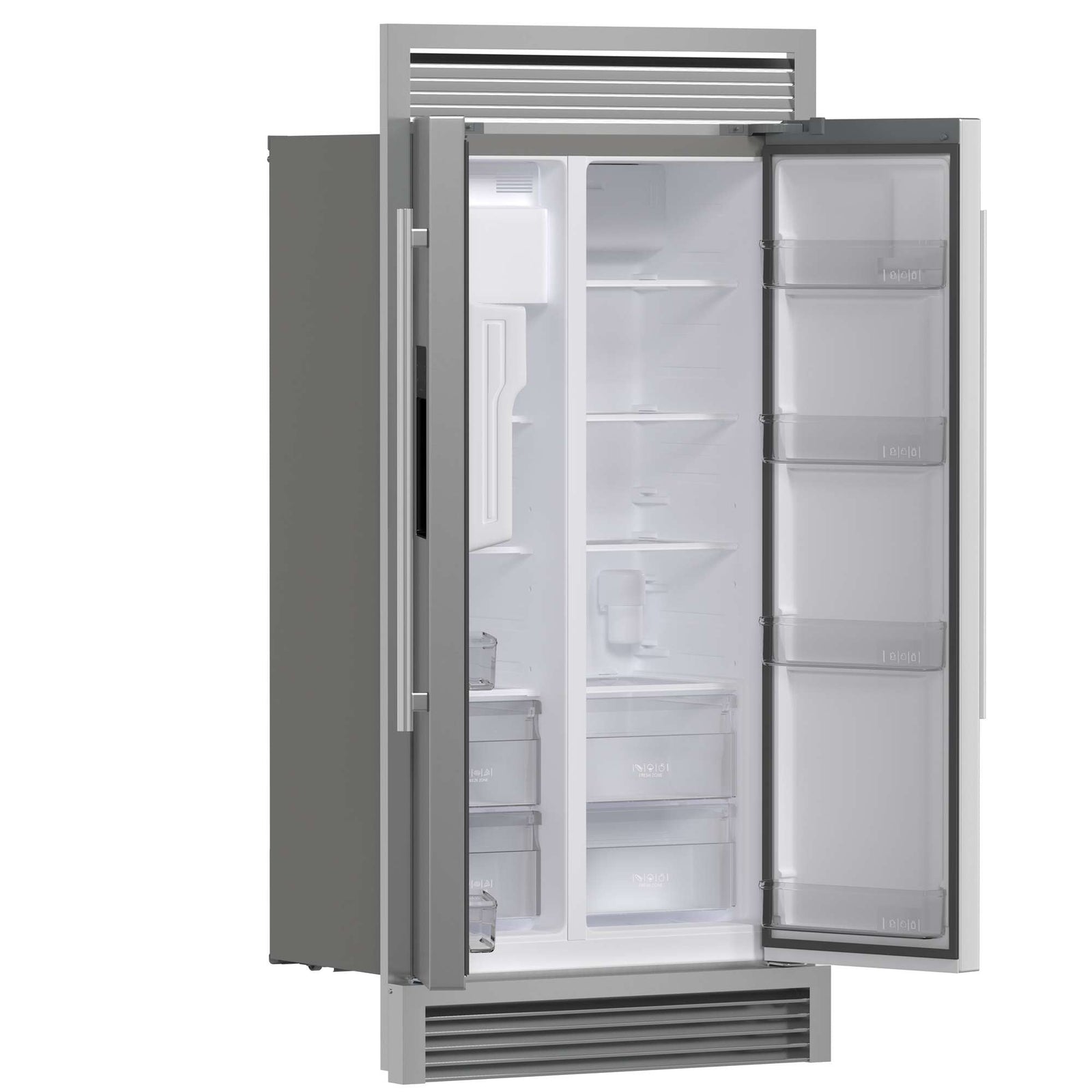 Forno Salerno 40-Inch Built-In Stainless Steel Refrigerator, 20 cu.ft, Decorative Grill, ENERGY STAR Certified - FFRBI1844-40SG