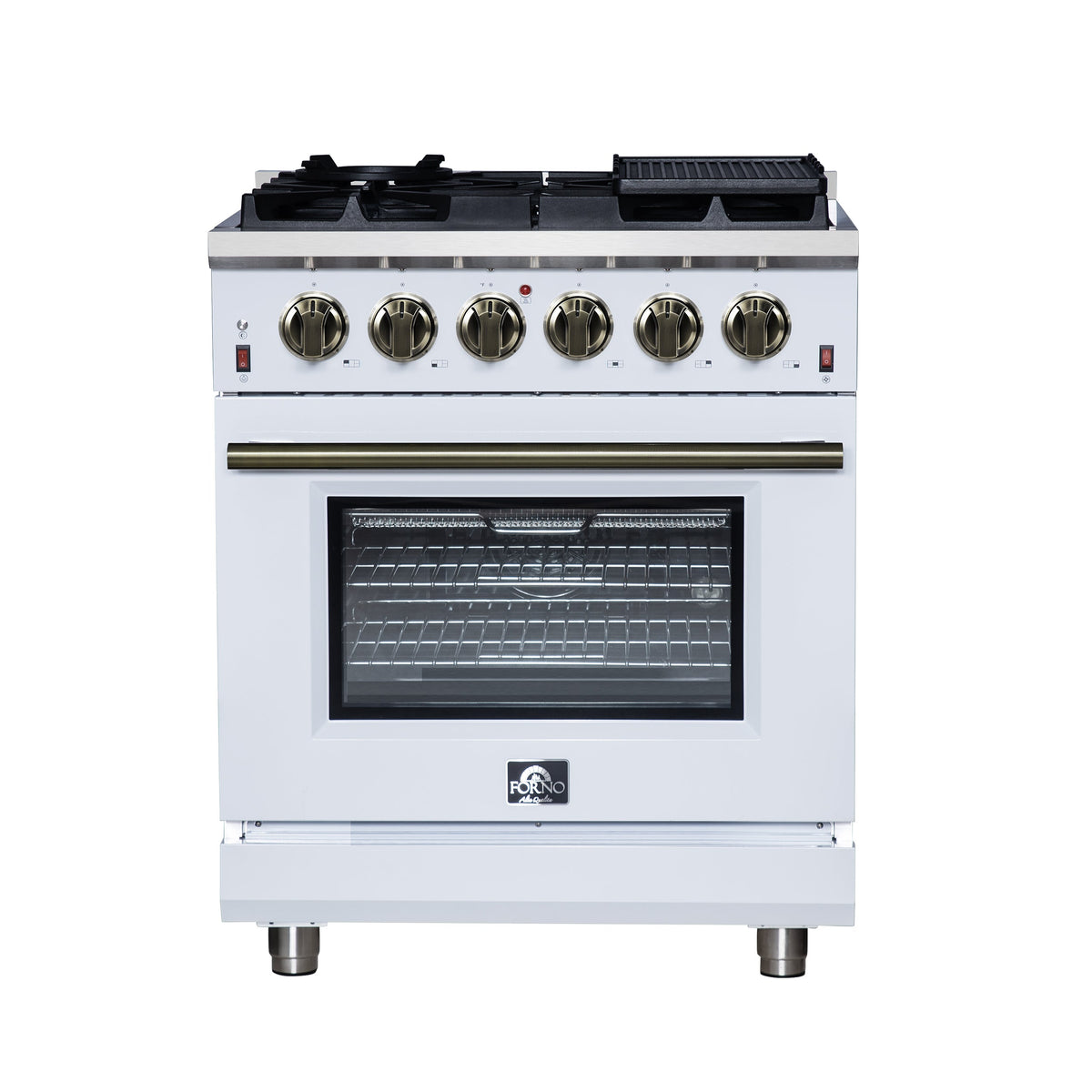 Forno Massimo 30-Inch White Freestanding Gas Range, 5 Burners, True Convection Oven - FFSGS6239-30WHT