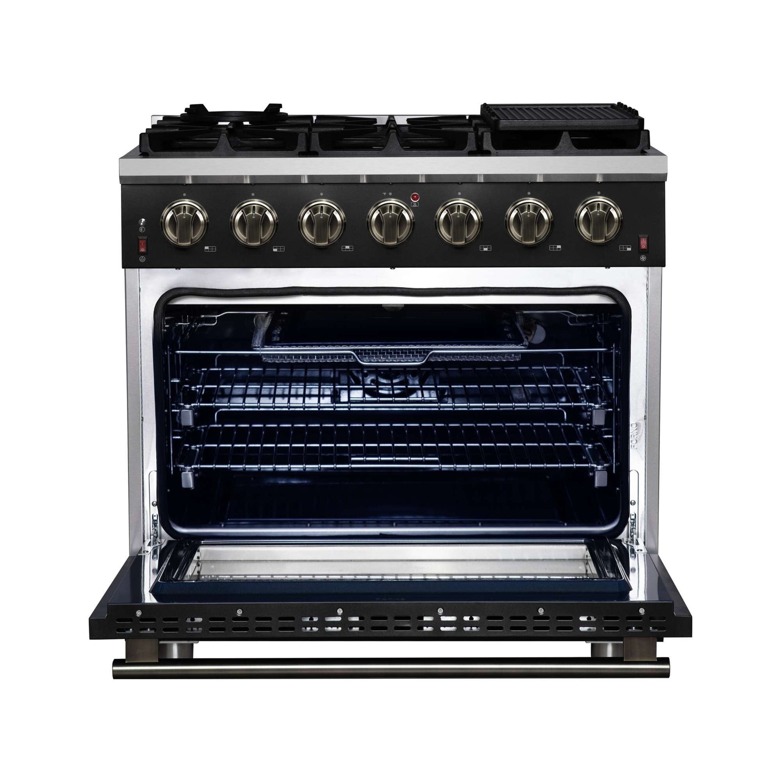 Forno Massimo 36-Inch Black Freestanding Gas Range, 6 Sealed Burners, Convection Oven, Energy Efficient - FFSGS6239-36BLK