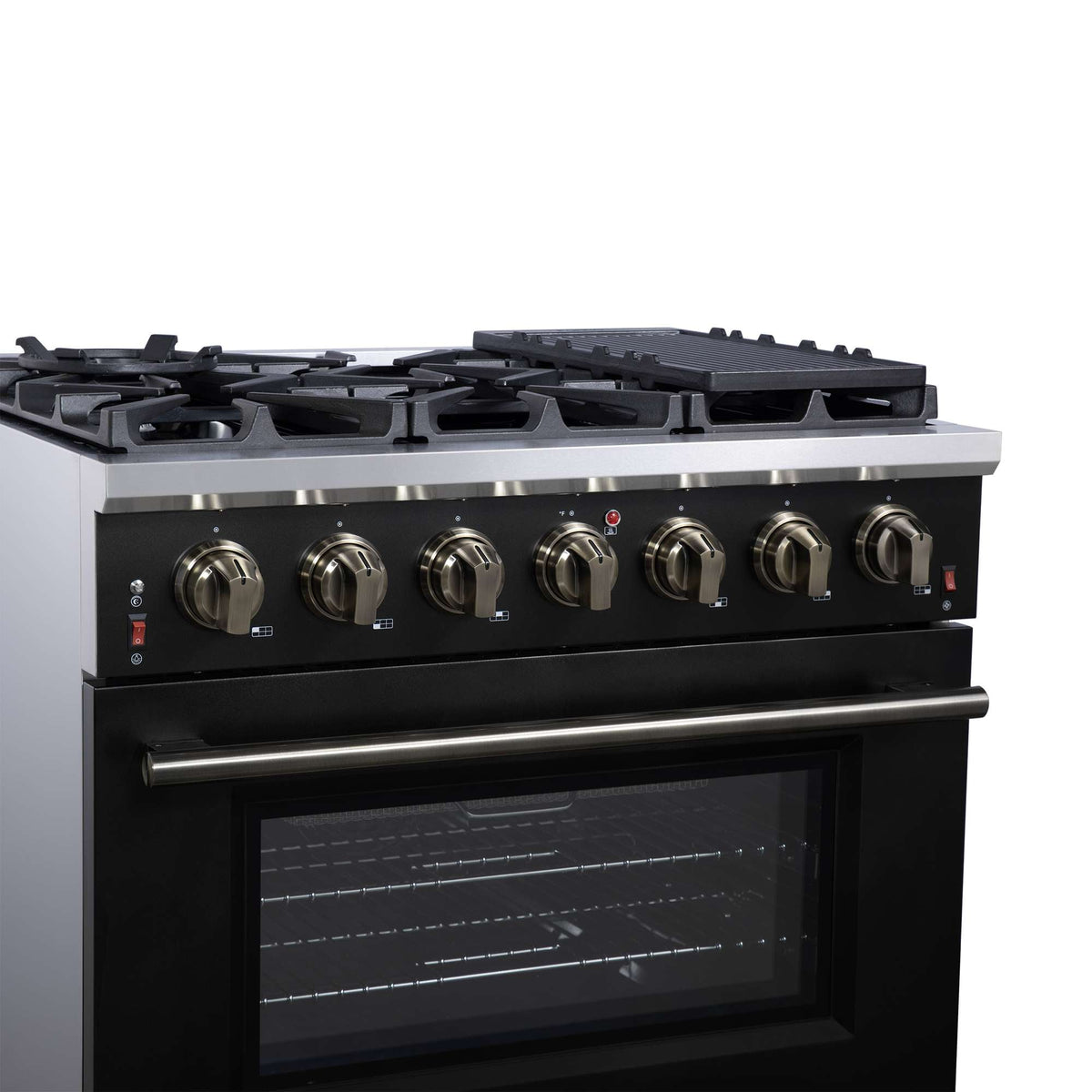 Forno Massimo 36-Inch Black Freestanding Gas Range, 6 Sealed Burners, Convection Oven, Energy Efficient - FFSGS6239-36BLK