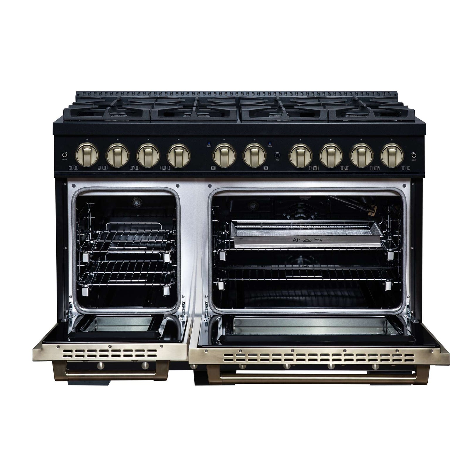 Forno Ambassador 48" Gas Range in Black, 8 Sealed Burnes, 94 000 BTU Cooktop Output, 6.7 Cu.Ft. Double Oven, Telescopic Racks - FFSGS6299-48CPBLK