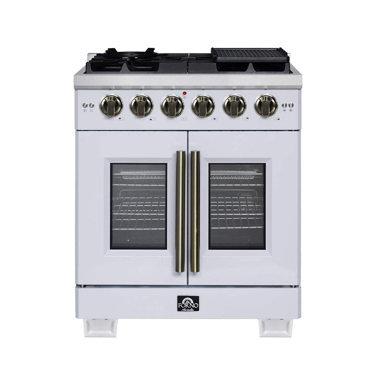 Forno Capriasca 30-inch french door gas range, white