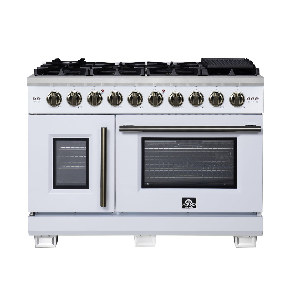 Forno Capriasca 48-inch french door gas range, white