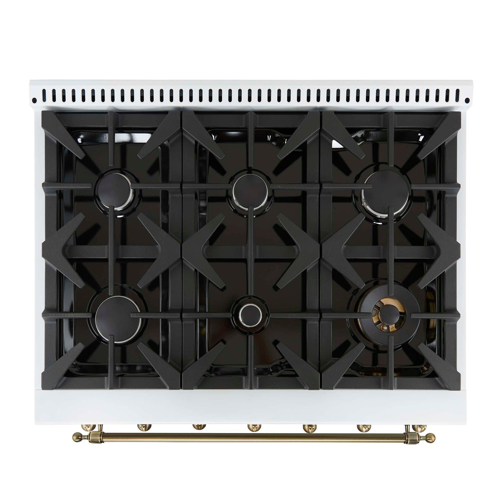 Forno Antico 36-Inch Freestanding Gas Range, White, Antique Brass Design, 6 Burners, Convection Oven, Energy Efficient - FFSGS6219-36WHT