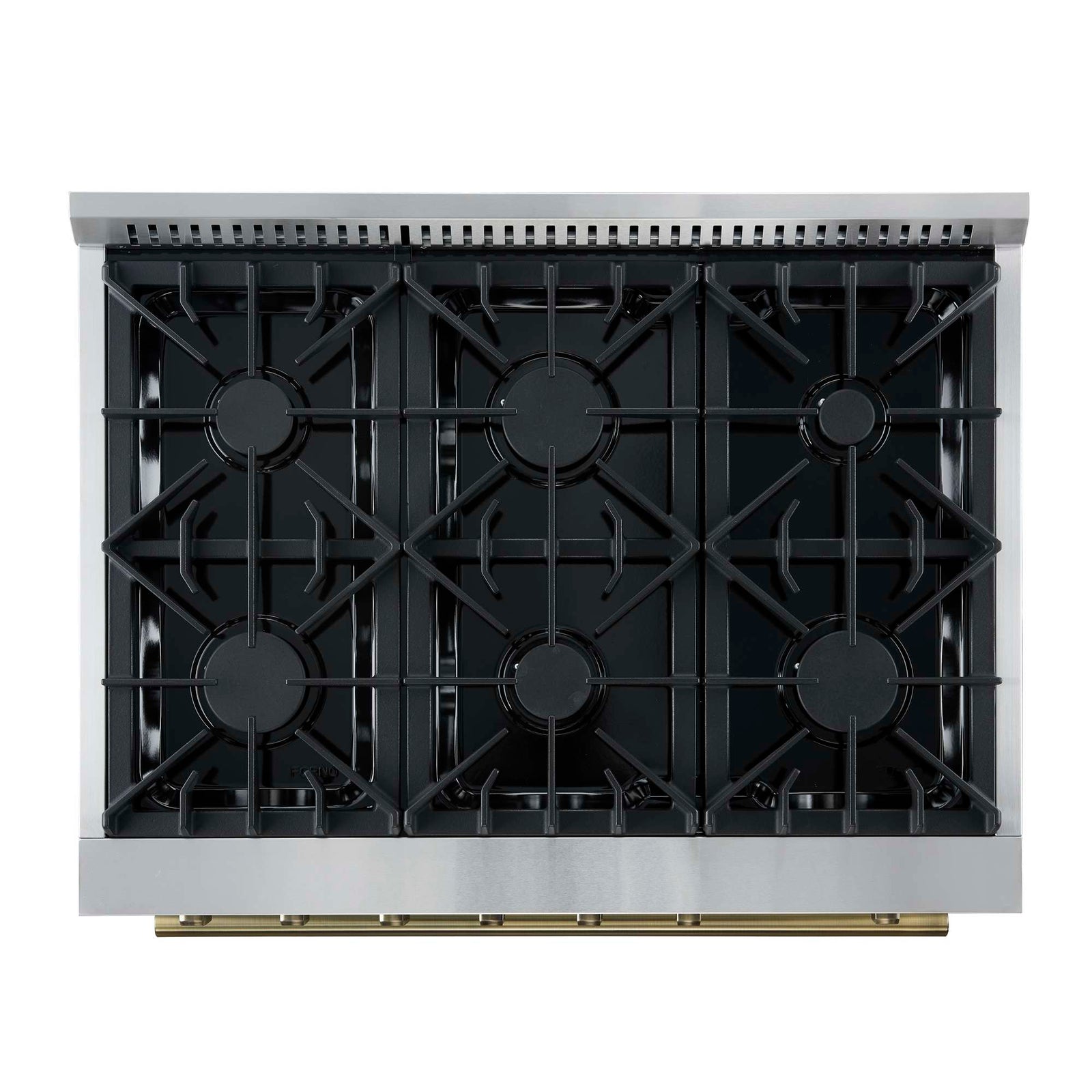 Forno Marco 36-Inch Gas Range Black & Antique Brass Design, 6 Burners 67,000 BTU, 5.36 cu.ft. Convection Oven - FFSGS6277-36BLK