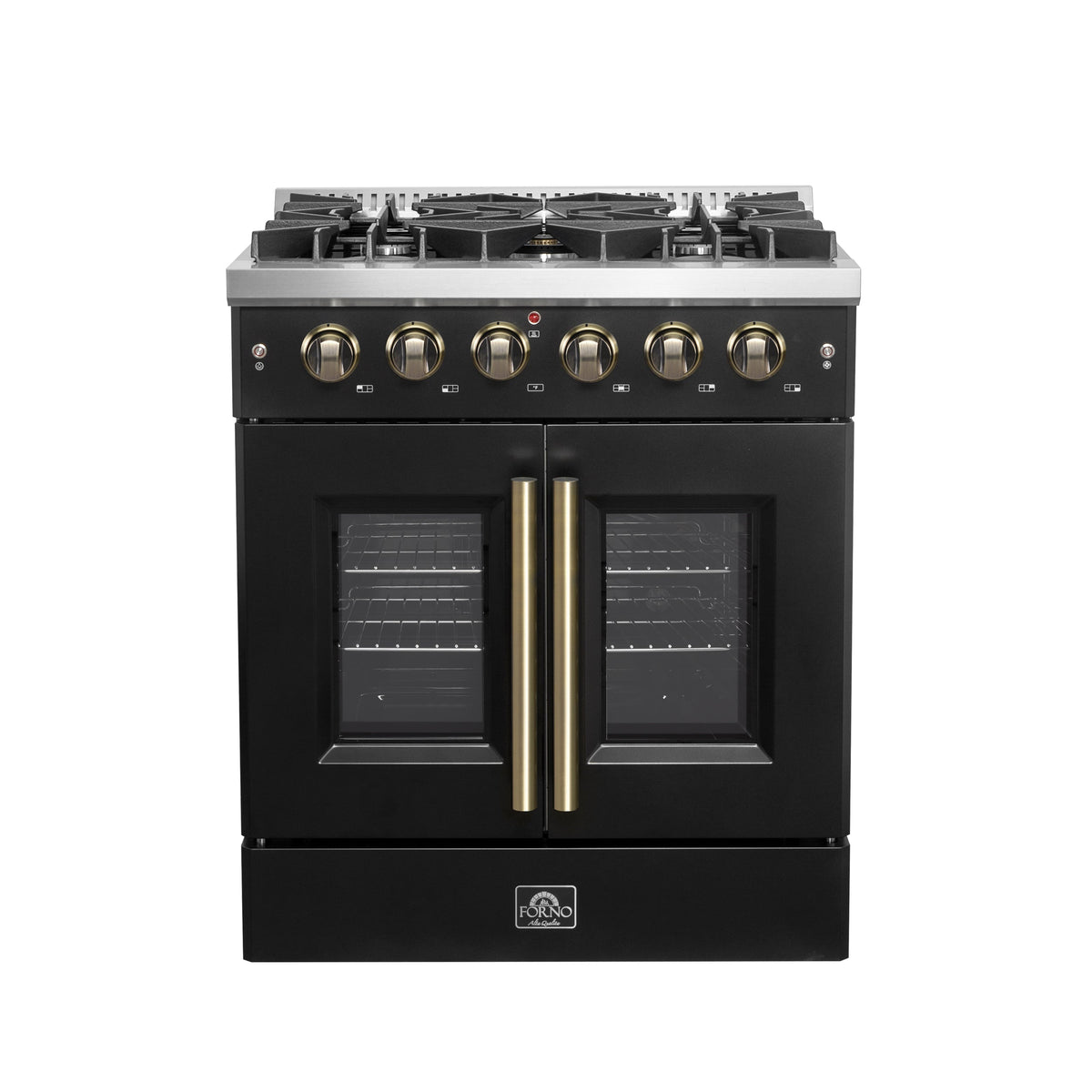 Forno Galiano 30-inch french door gas range, black