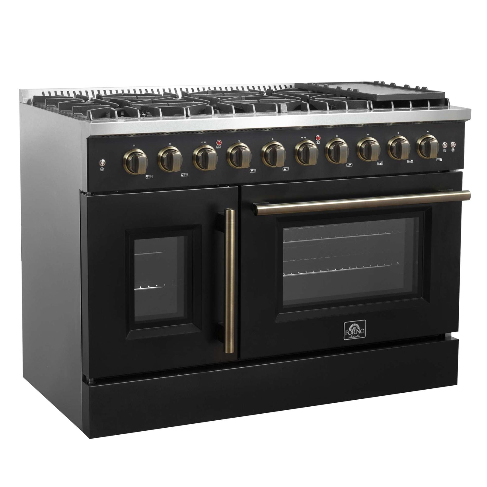 Forno Galiano 48" Freestanding French Door Gas Range in Black - FFSGS6444-48BLK