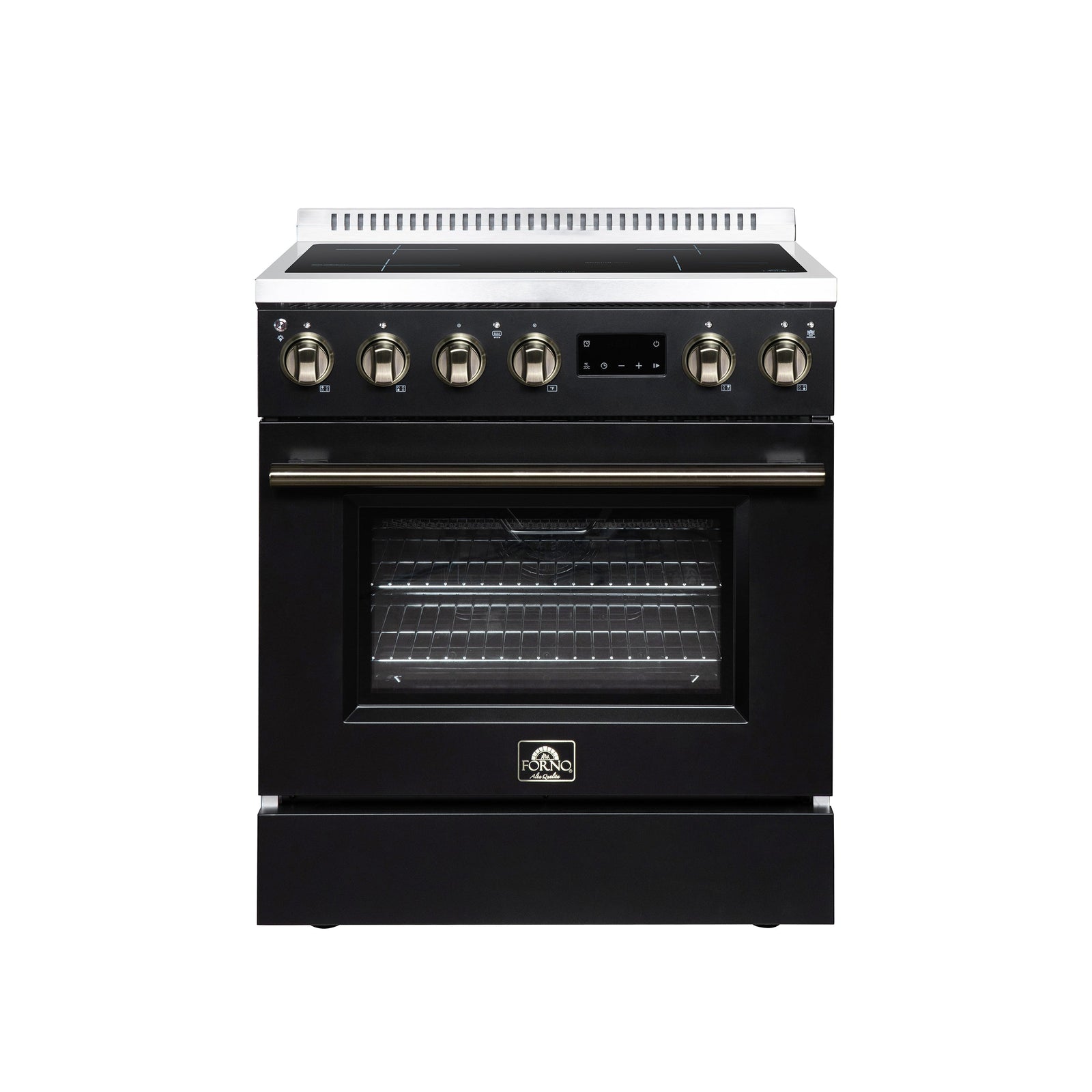 Forno Torino 30 Inch Induction Range, 8,800W cooktop, 4.32 cf. True Convection Oven, Air Fry, Air Sous Vide, Smudge Resistant, Black - FFSIN0936-30BLK