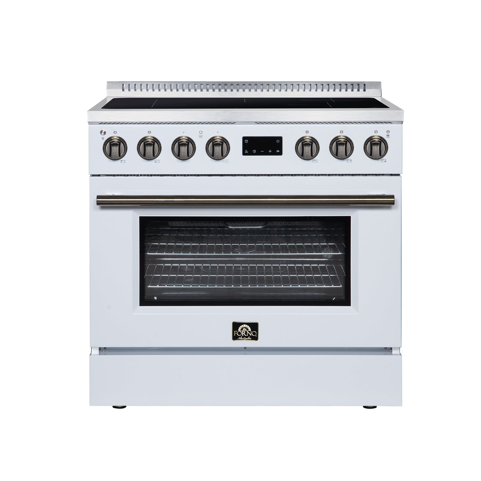 Forno Torino 36 Inch Induction Range, 10,900W cooktop, 5.36 cf. True Convection Oven, Air Fry, Air Sous Vide, Smudge Resistant, White - FFSIN0936-36WHT