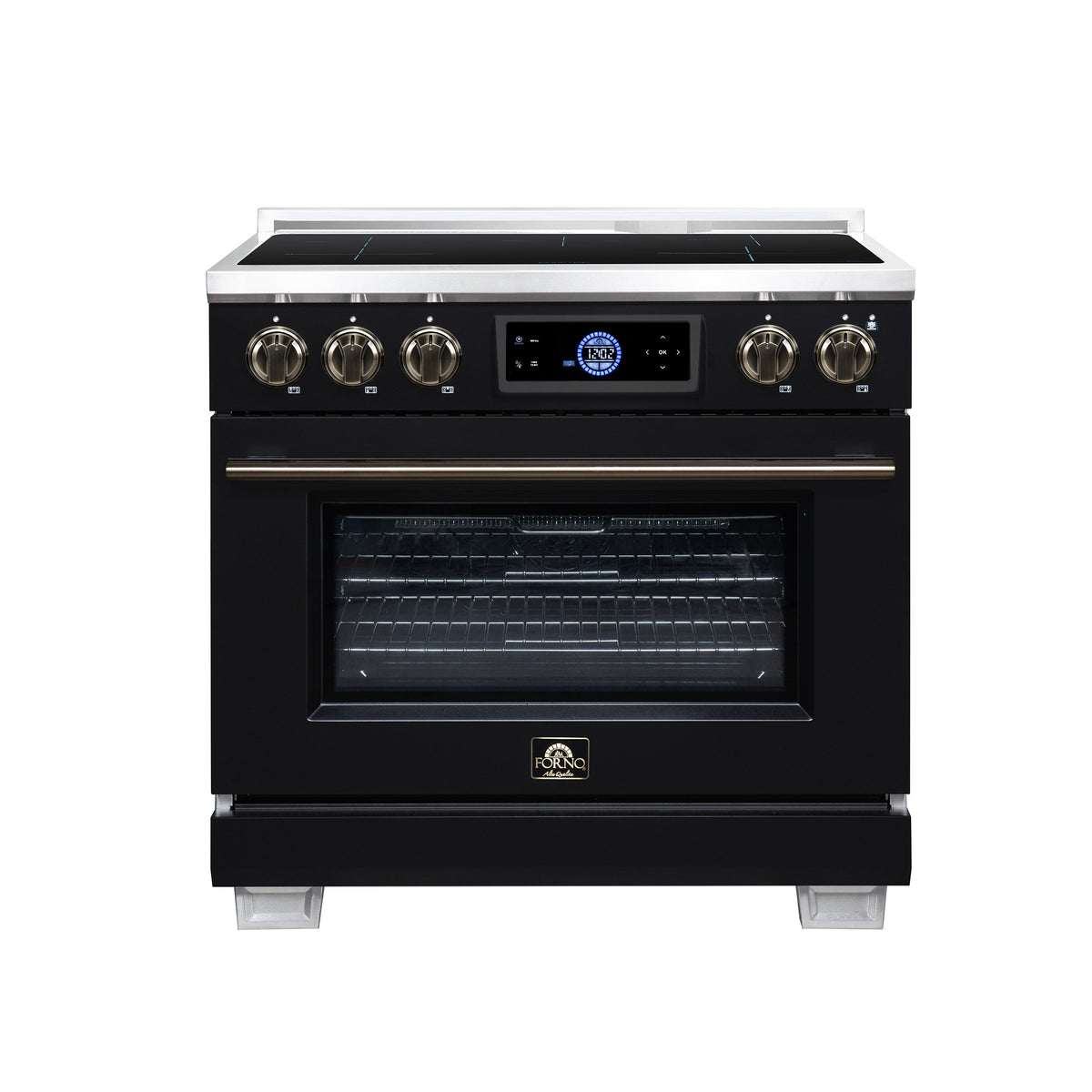Forno Maximus 36 Inch Induction Range, 10,900 Total Cooktop, 5.36 cf. True Convection Oven, Air Fryer, Air Sous Vide, Black - FFSIN0968-36BLK