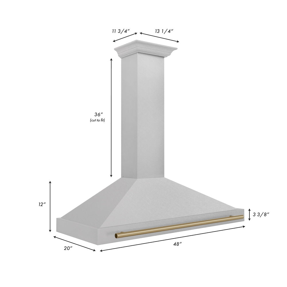 ZLINE Autograph Edition 48-inch range hood in satin stainless steel and champagne bronze accents KB4SNZ-48-CB, view 7