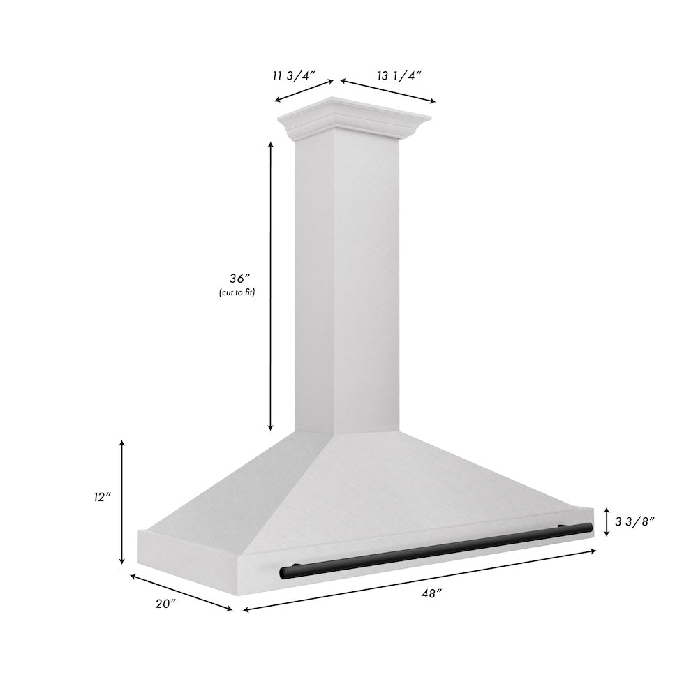 ZLINE Autograph Edition 48-inch range hood in satin stainless steel and matte black accents KB4SNZ-48-MB, view 7