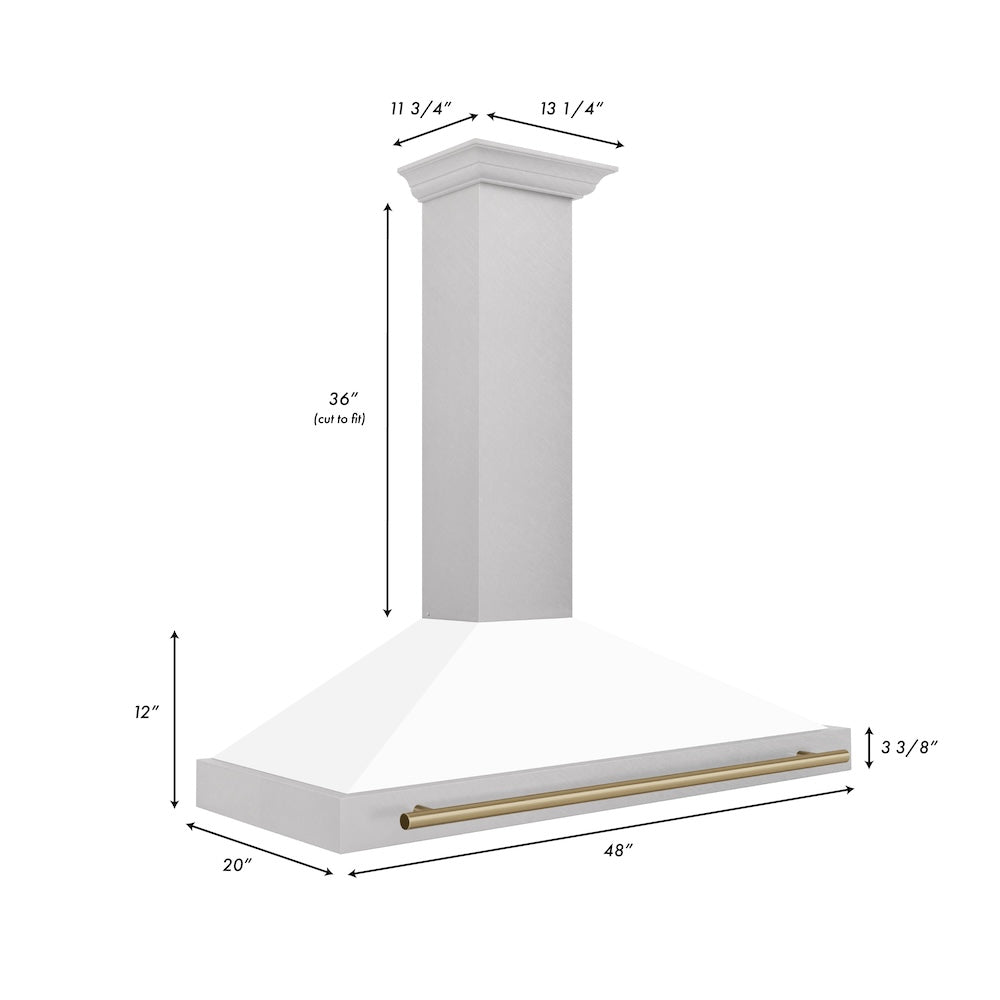 ZLINE Autograph Edition 48-inch range hood in satin stainless steel and champagne bronze accents KB4SNZ-WM48-CB, view 7