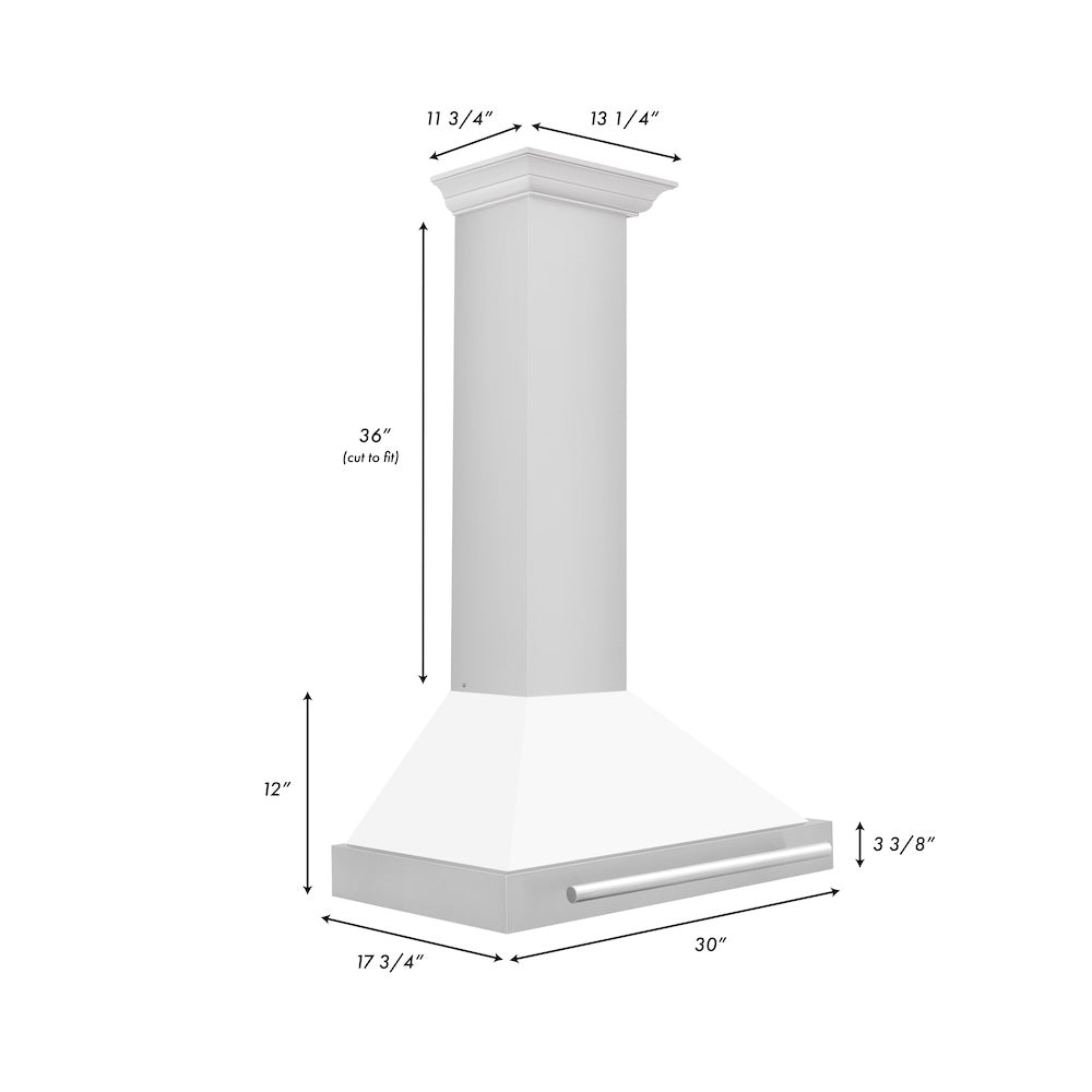 ZLINE 30-inch range hood in white matte KB4STX-WM-30, view 6