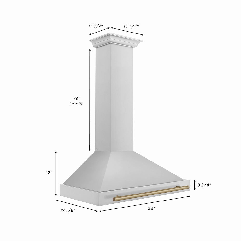 ZLINE Autograph Edition 36-inch range hood in stainless steel and champagne bronze accents KB4STZ-36-CB, view 6