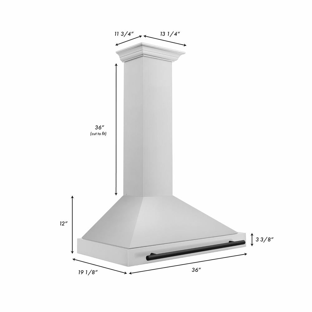 ZLINE Autograph Edition 36-inch range hood in stainless steel and matte black accents KB4STZ-36-MB, view 6