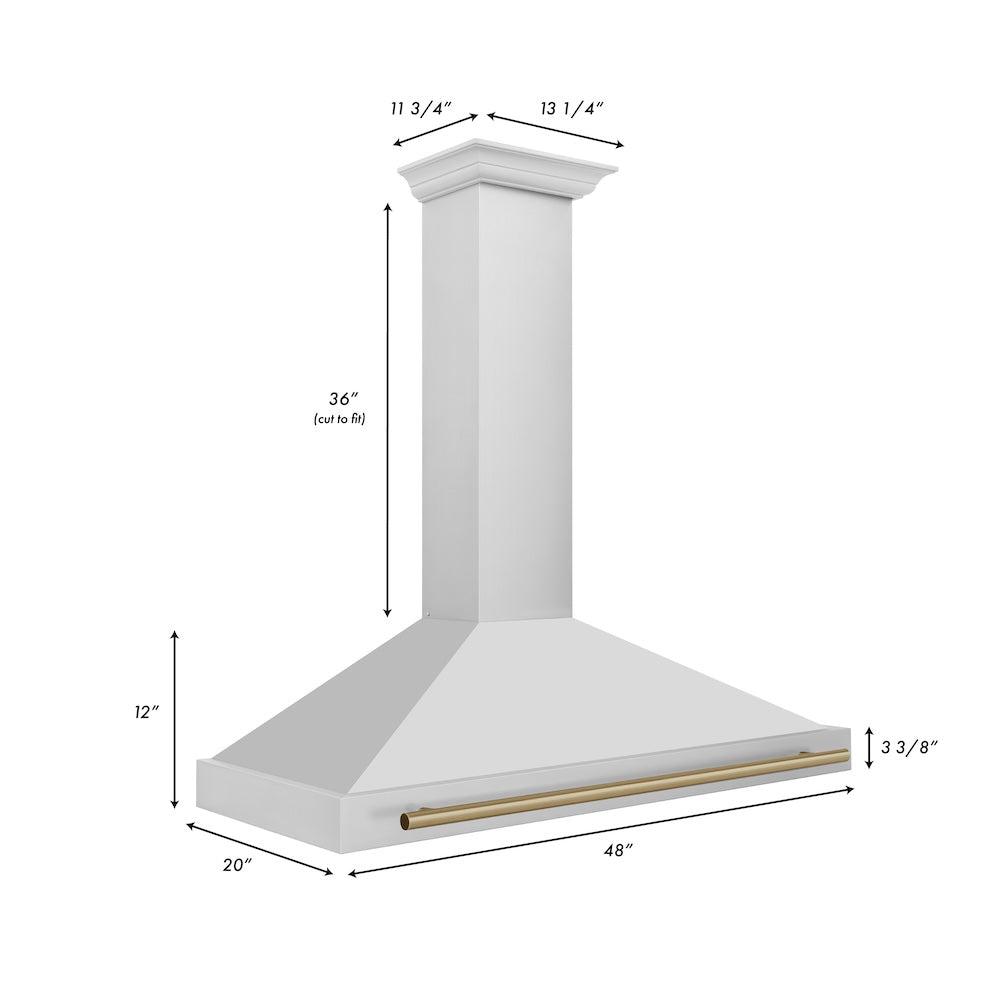 ZLINE Autograph Edition 48-inch range hood in stainless steel and champagne bronze accents KB4STZ-48-CB, view 7