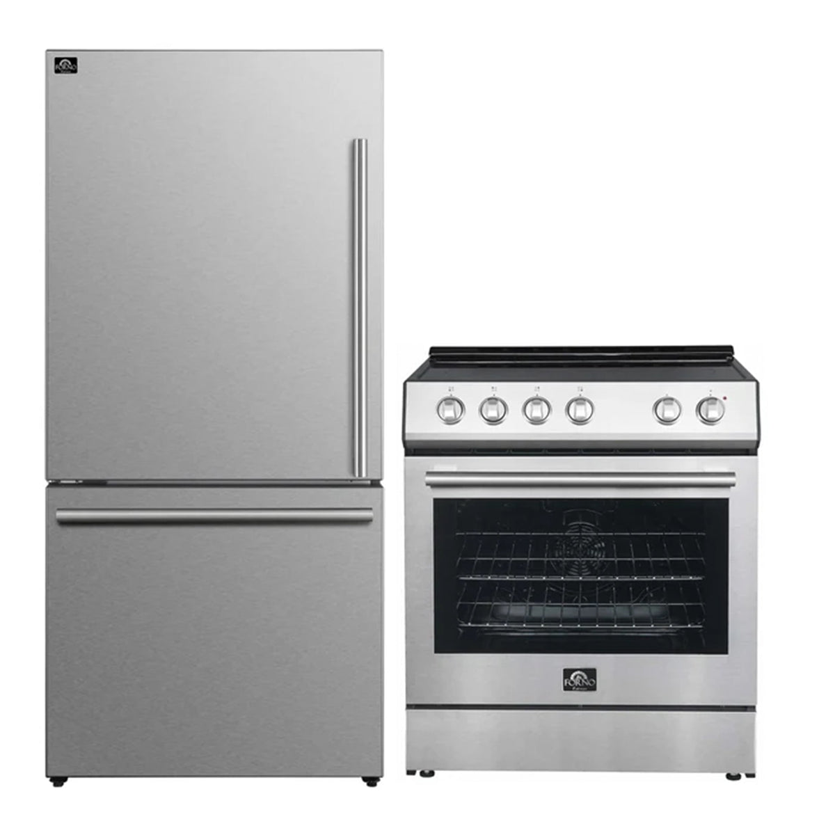 Forno 2-Piece SS Kitchen Bundle - 30" Electric Range and 31" Bottom Freezer Refrigerator - FBDL-003-04US