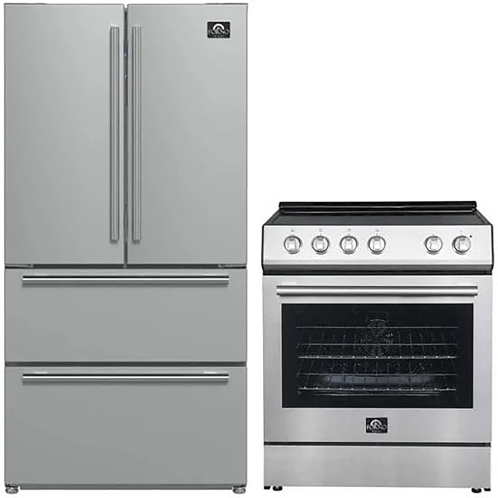 Forno 2-Piece SS Kitchen Bundle - 30" Electric Range and 36" Bottom Freezer Refrigerator - FBDL-003-05US