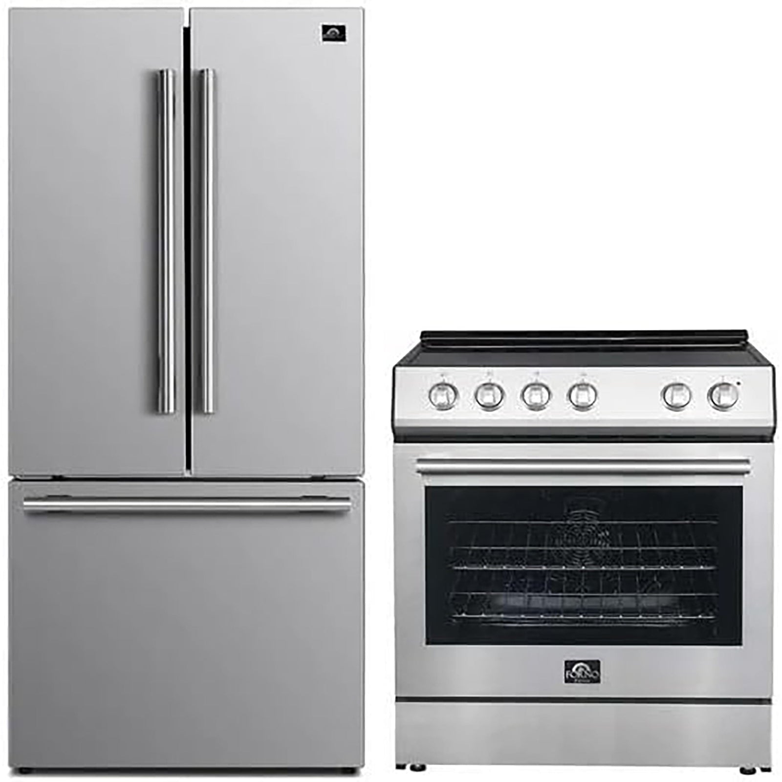 Forno 2-Piece SS Kitchen Bundle - 30" Electric Range and 31" Bottom Freezer Refrigerator - FBDL-003-07US