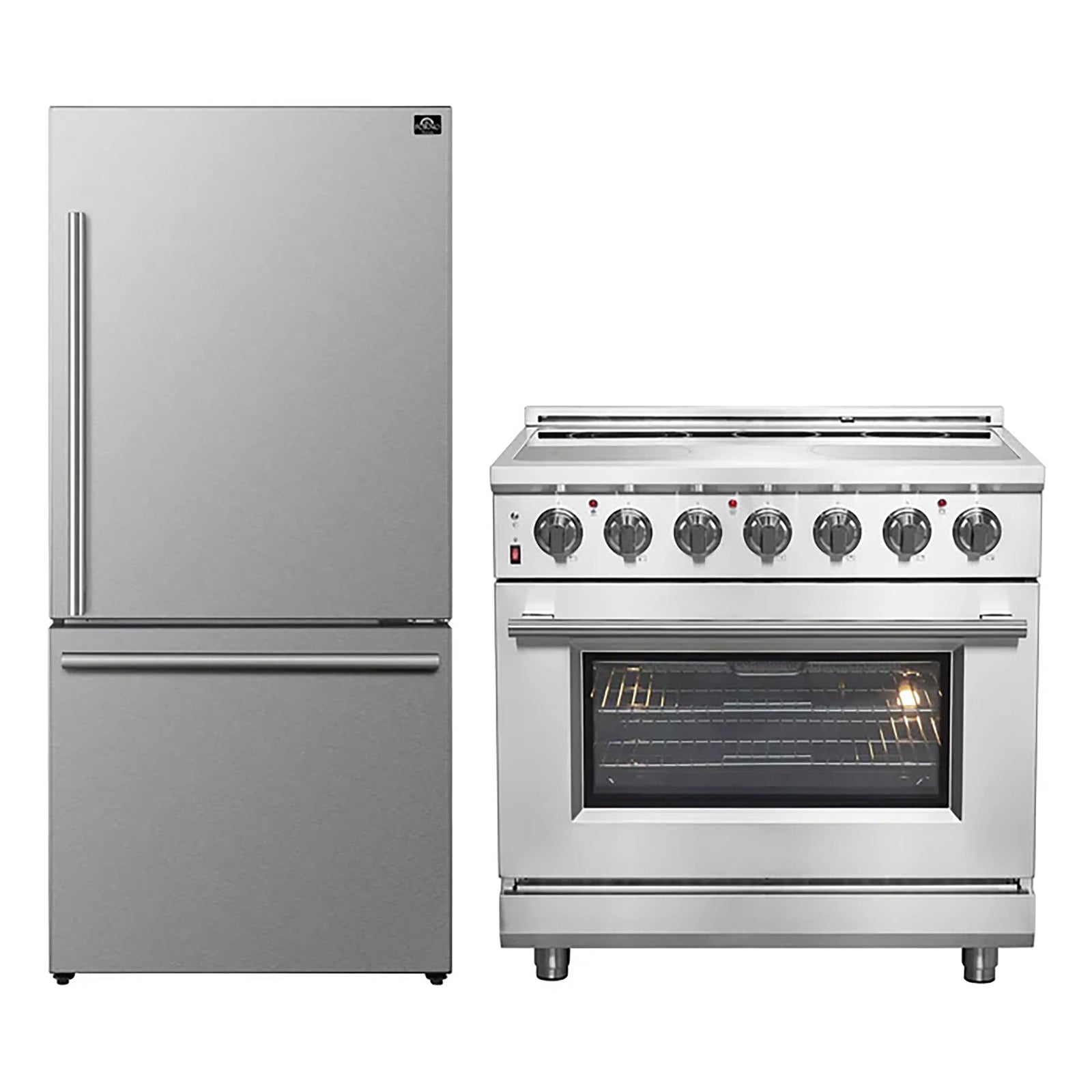 Forno 2-Piece SS Kitchen Bundle - 36" Electric Range and 31" Bottom Freezer Refrigerator - FBDL-013-06CAUS