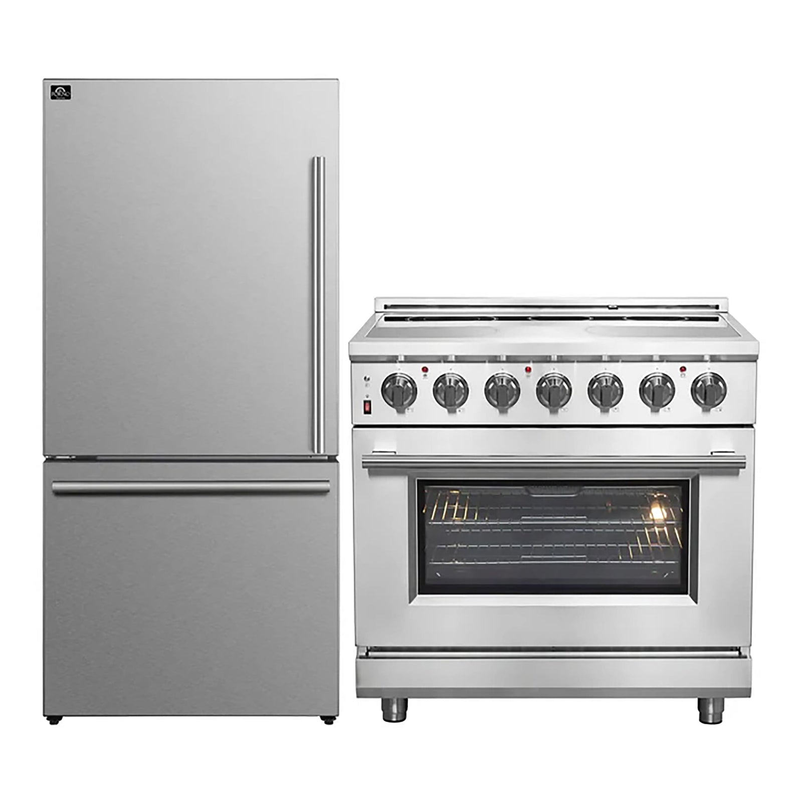 Forno 2-Piece SS Kitchen Bundle - 36" Electric Range and 31" Bottom Freezer Refrigerator - FBDL-013-07CAUS