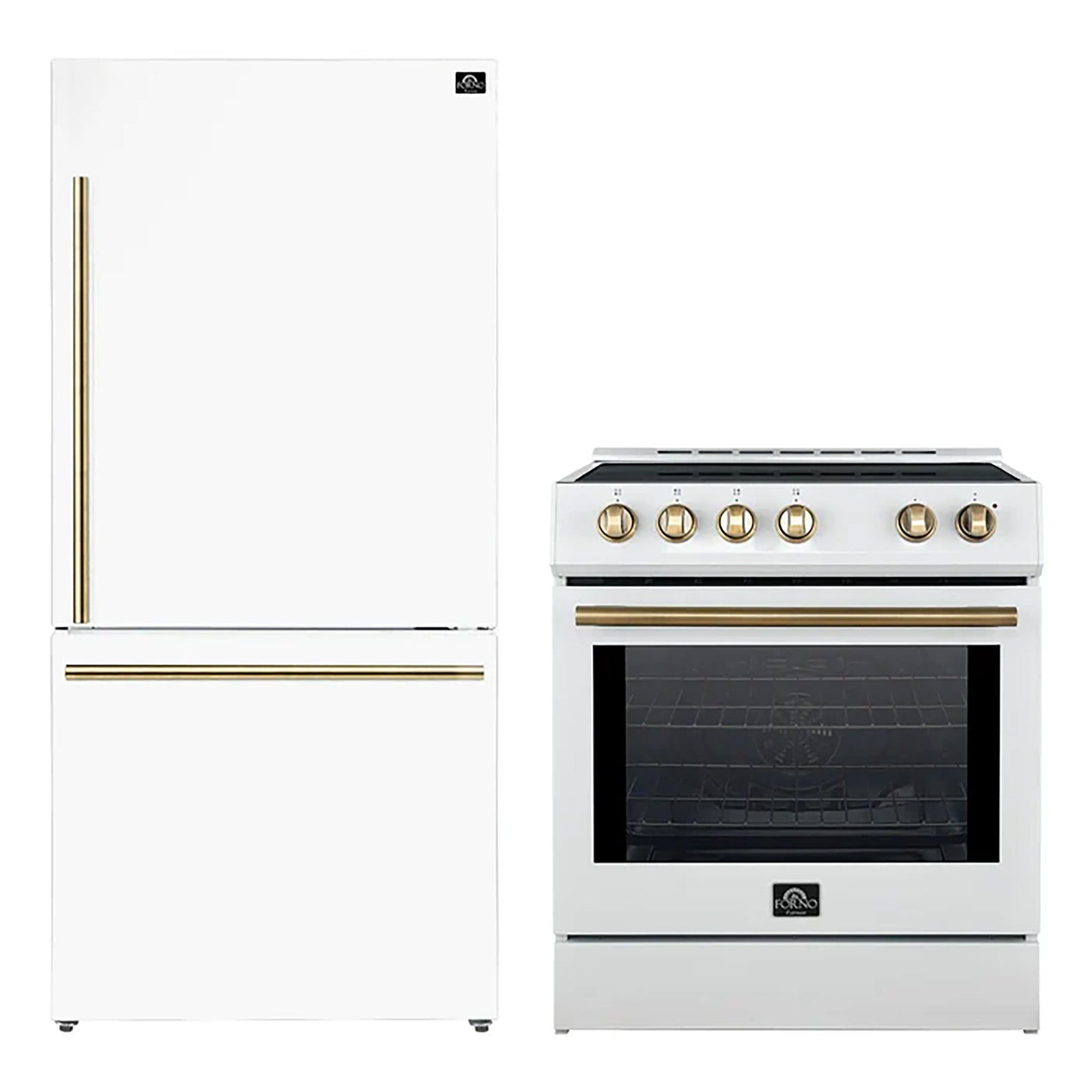 Forno 2-Piece White Kitchen Bundle - 30" Induction Range and 31" Bottom Freezer Refrigerator - FBDL-014-06CAUS